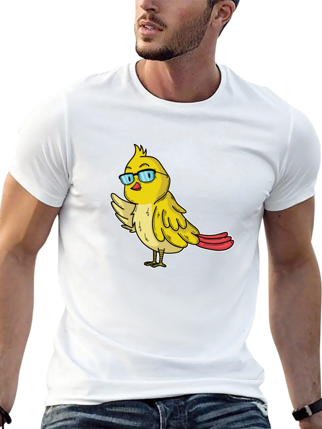 Funny Bird with Glasses Graphic Tee