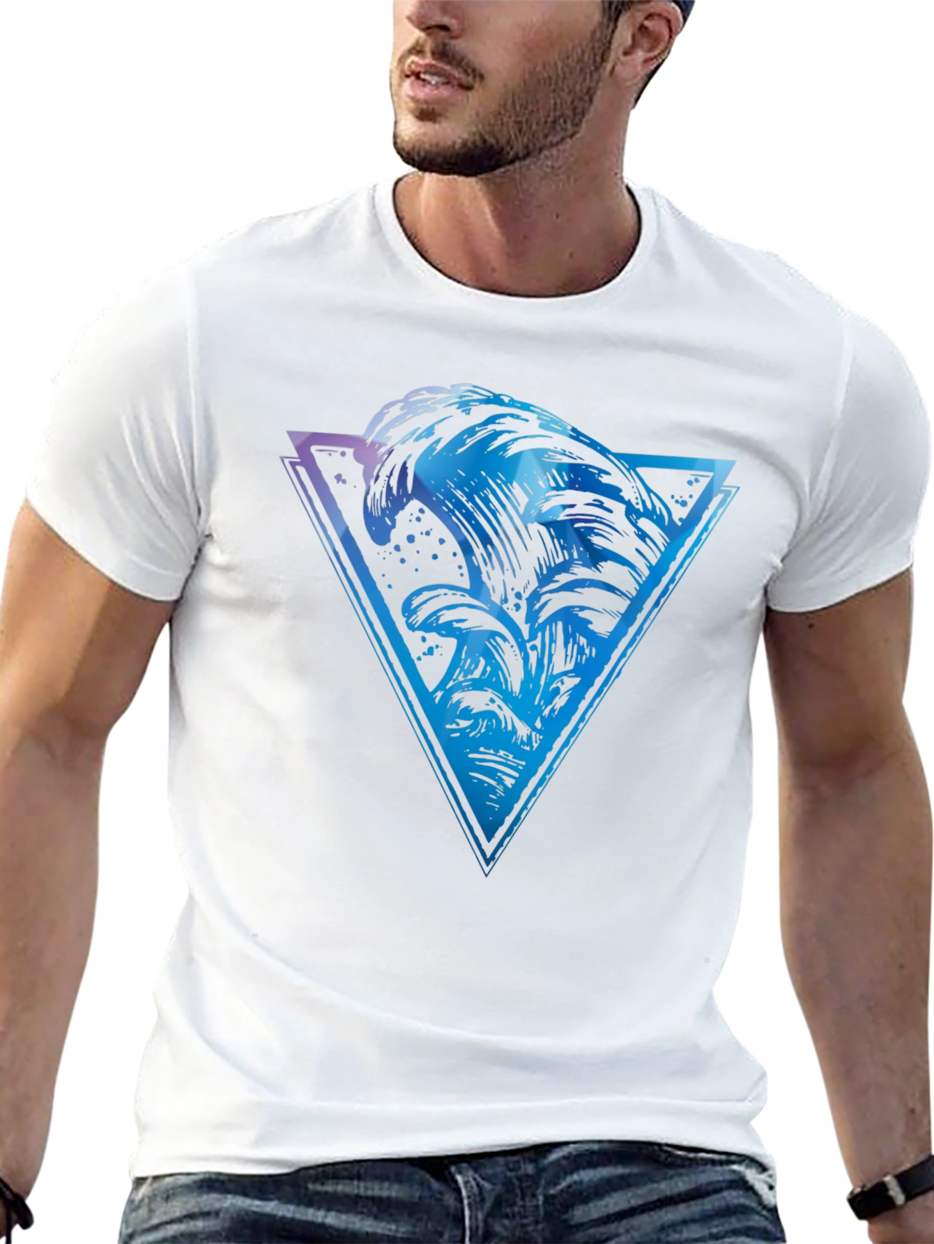 Abstract Wave Triangle Graphic Tee