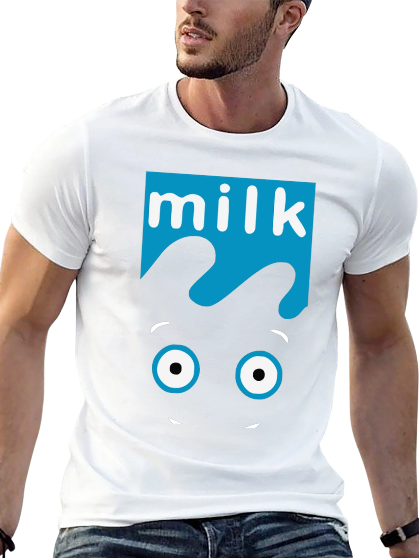 Milk Cartoon Graphic T-Shirt - Black