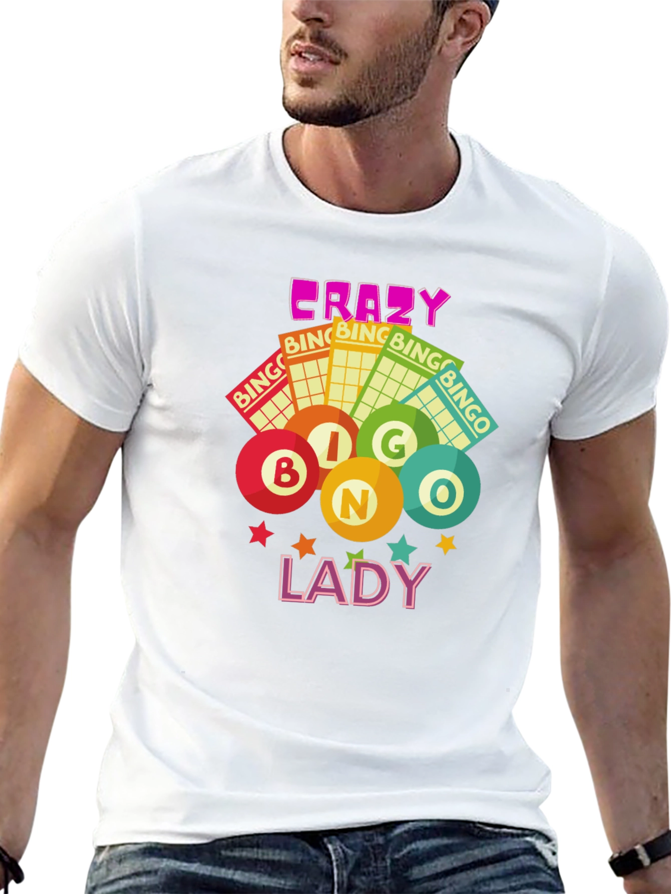 Crazy Bingo Lady Graphic T-Shirt