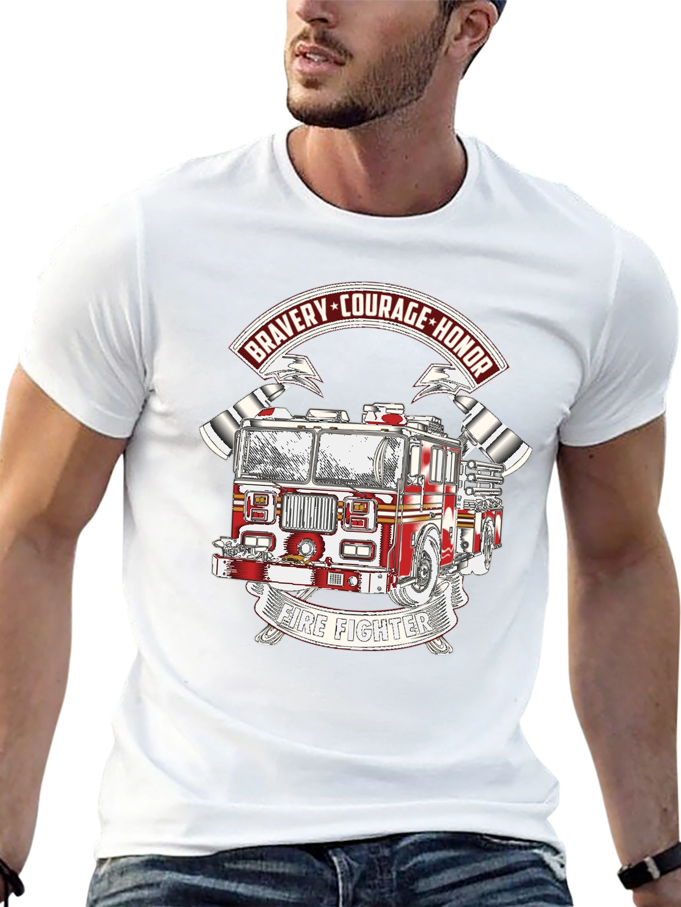 Firefighter Bravery Courage Honor Graphic T-Shirt