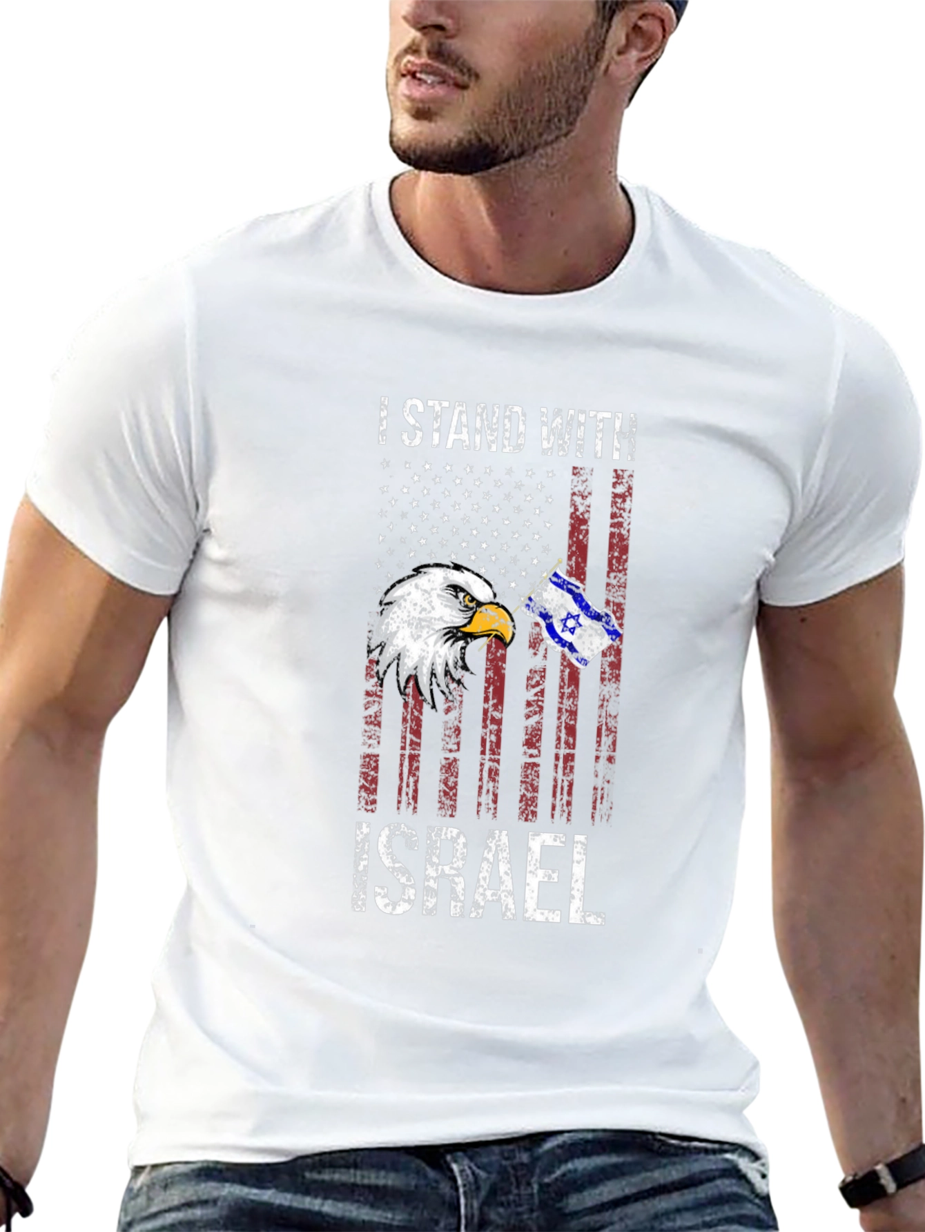 I Stand With Israel American Flag Eagle T-Shirt