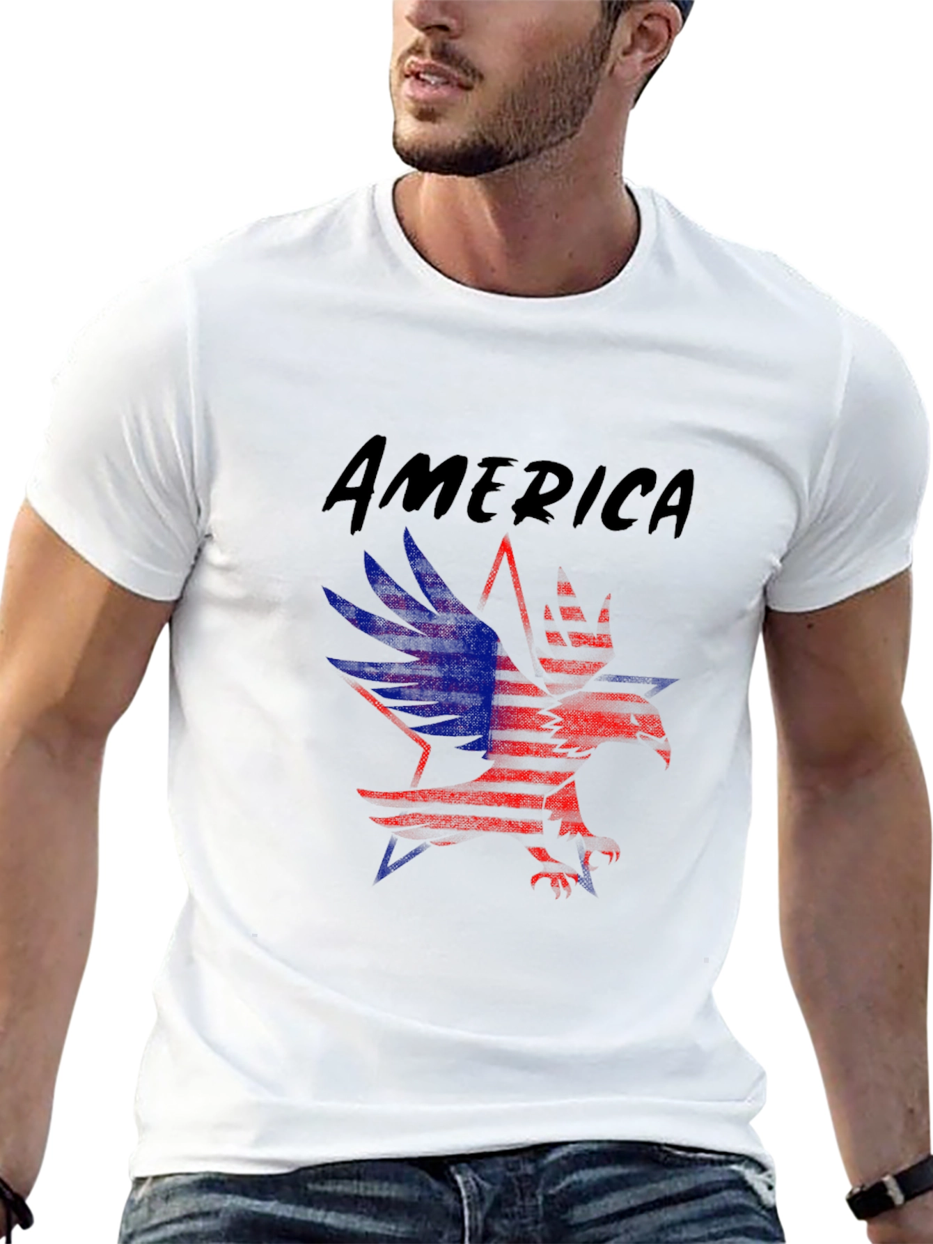 Patriotic America Eagle Graphic T-Shirt