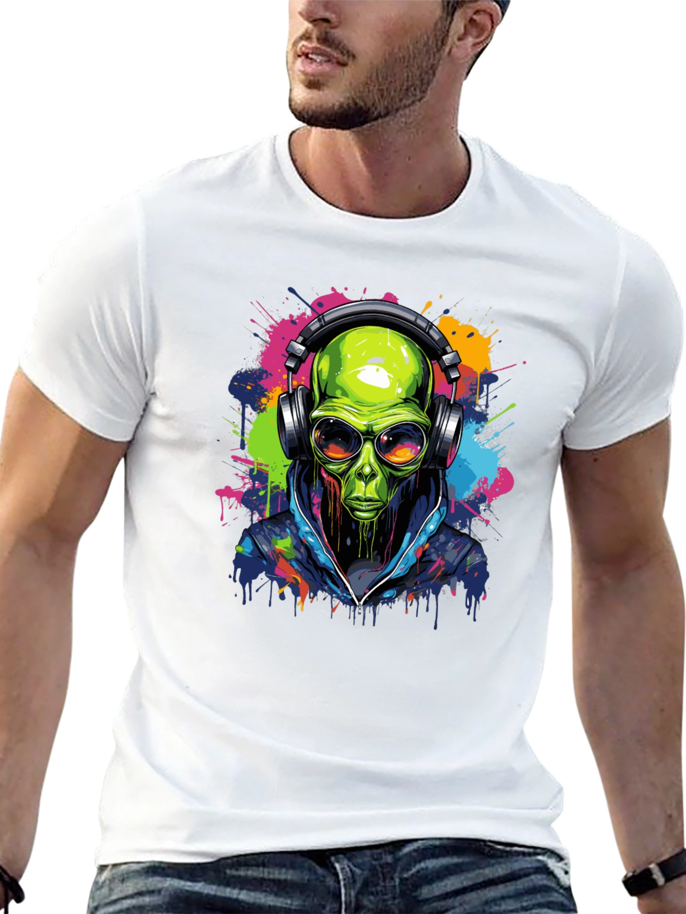 Alien DJ Graphic Tee - Black T-Shirt