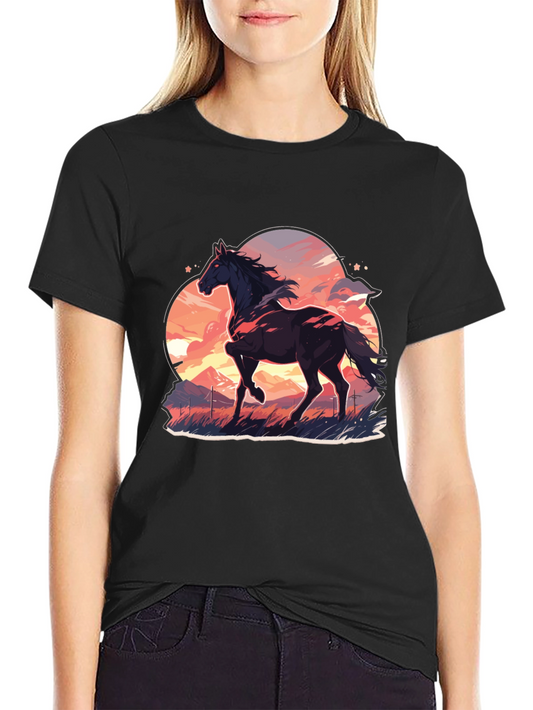 Horse Graphic Tee - Stylish Mens Black T-Shirt