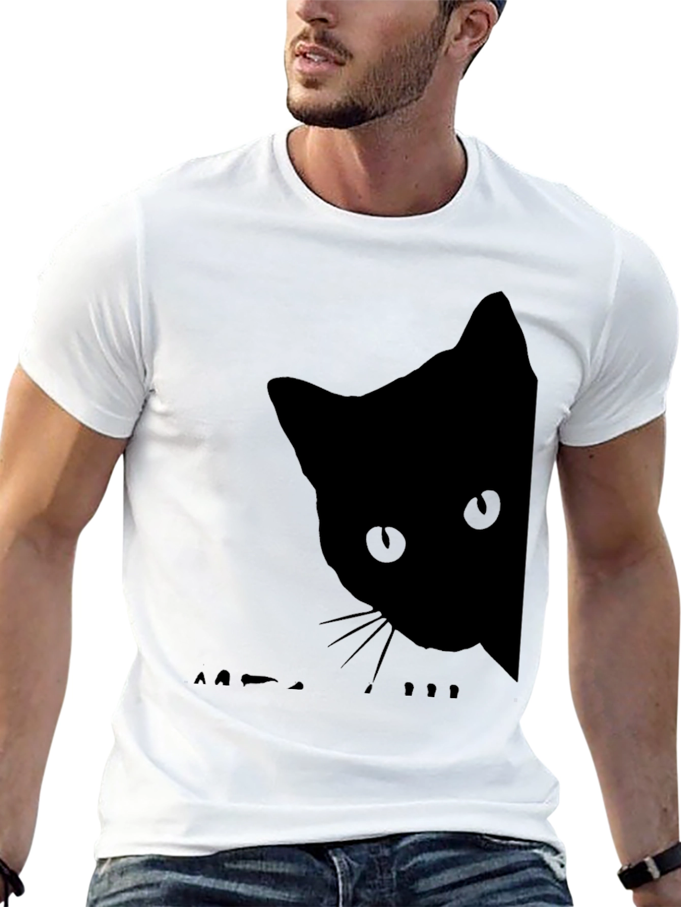 Black Cat Peek T-Shirt - Soft Cotton Blend