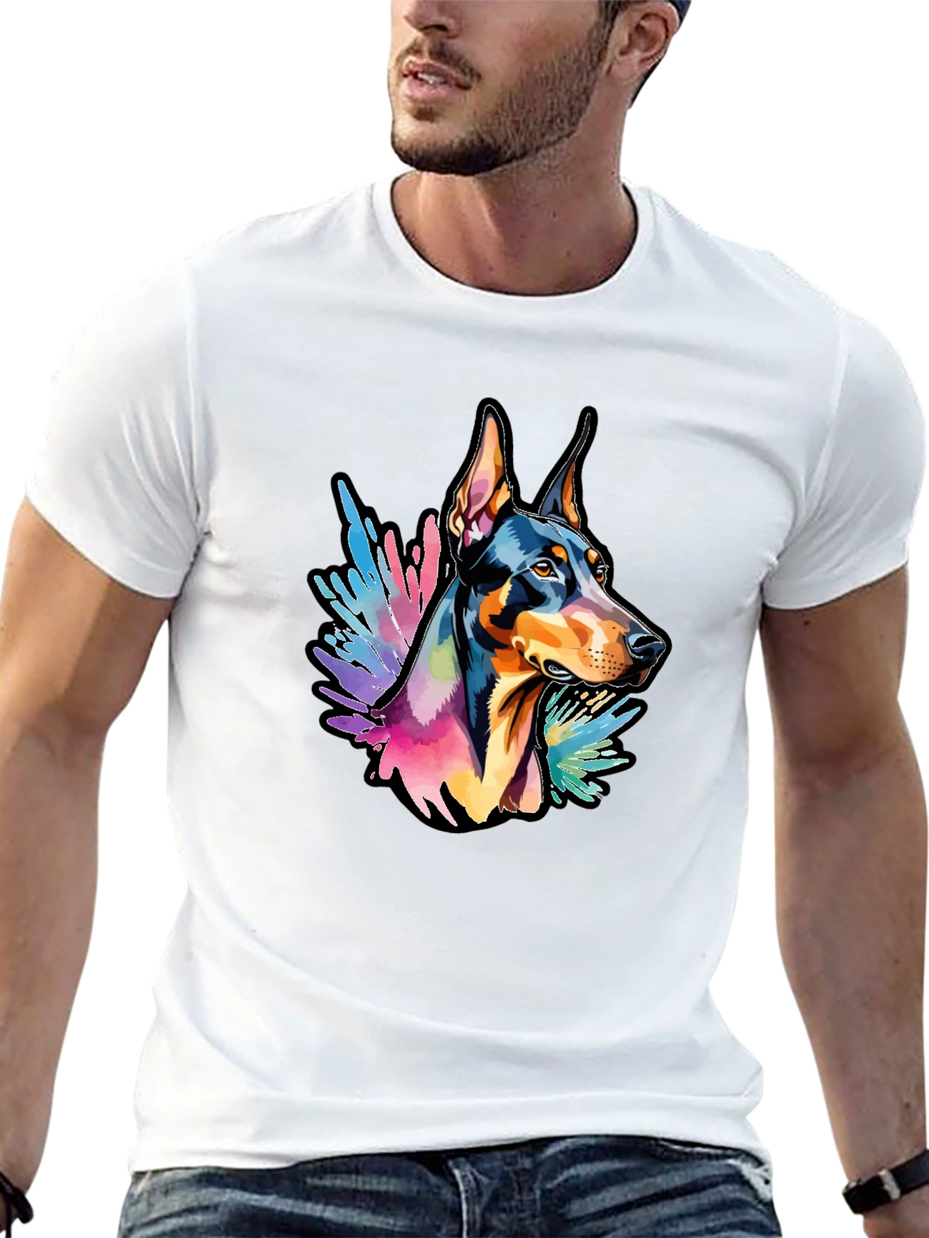 Doberman Dog Colorful T-Shirt
