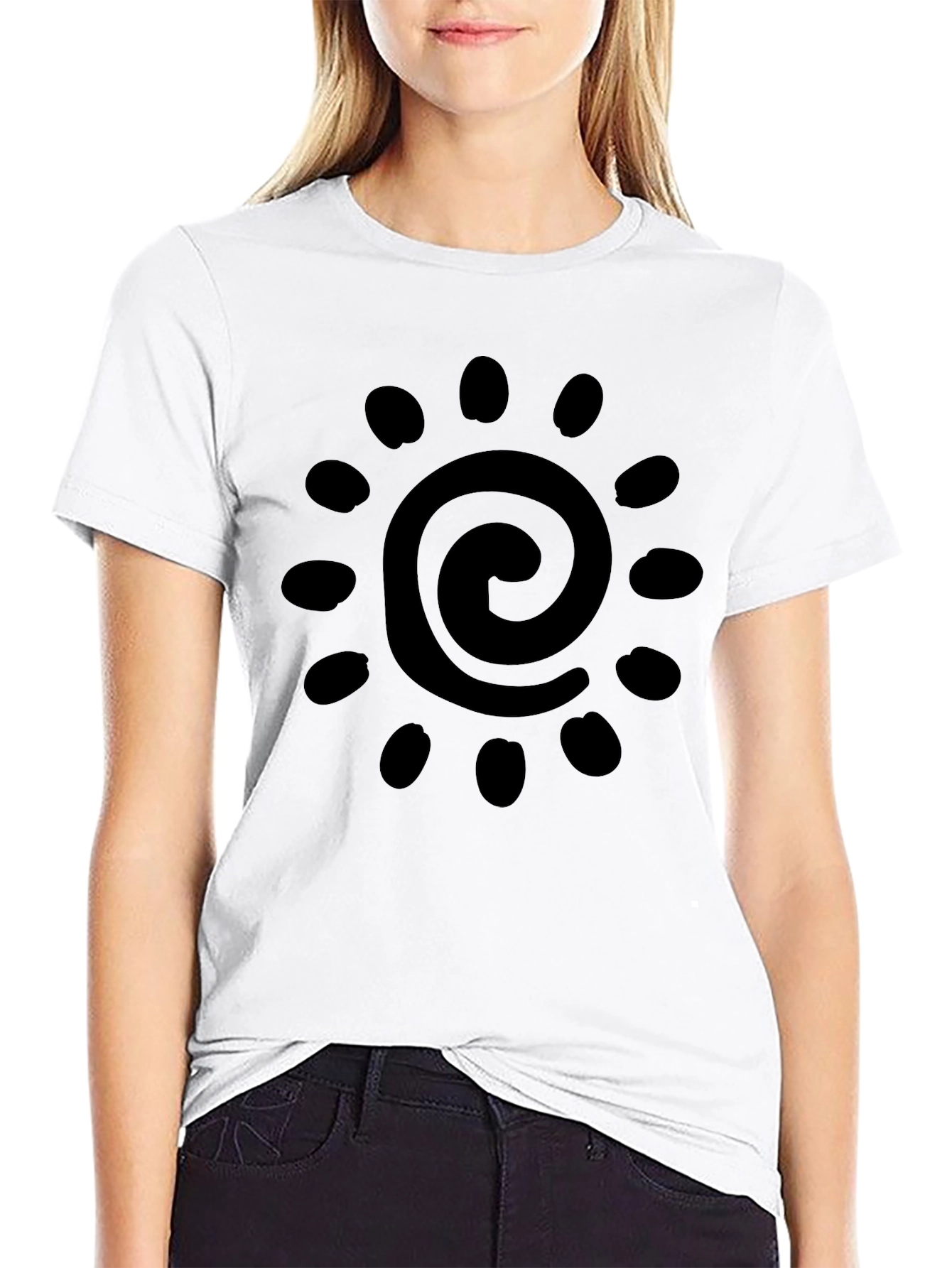 Spiral Sun Graphic Tee - Stylish Black T-Shirt