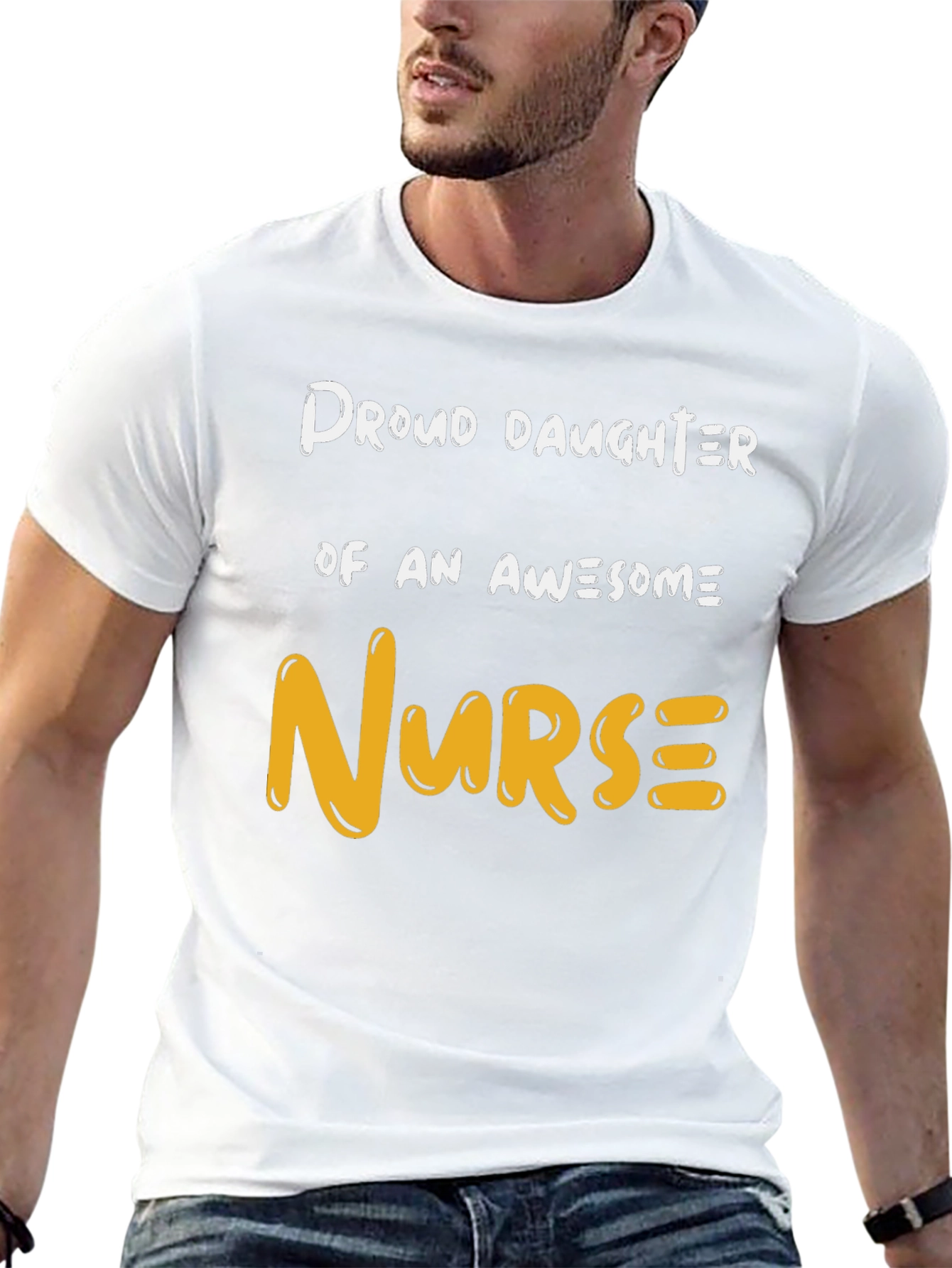 Proud Daughter Awesome Nurse Graphic T-Shirt