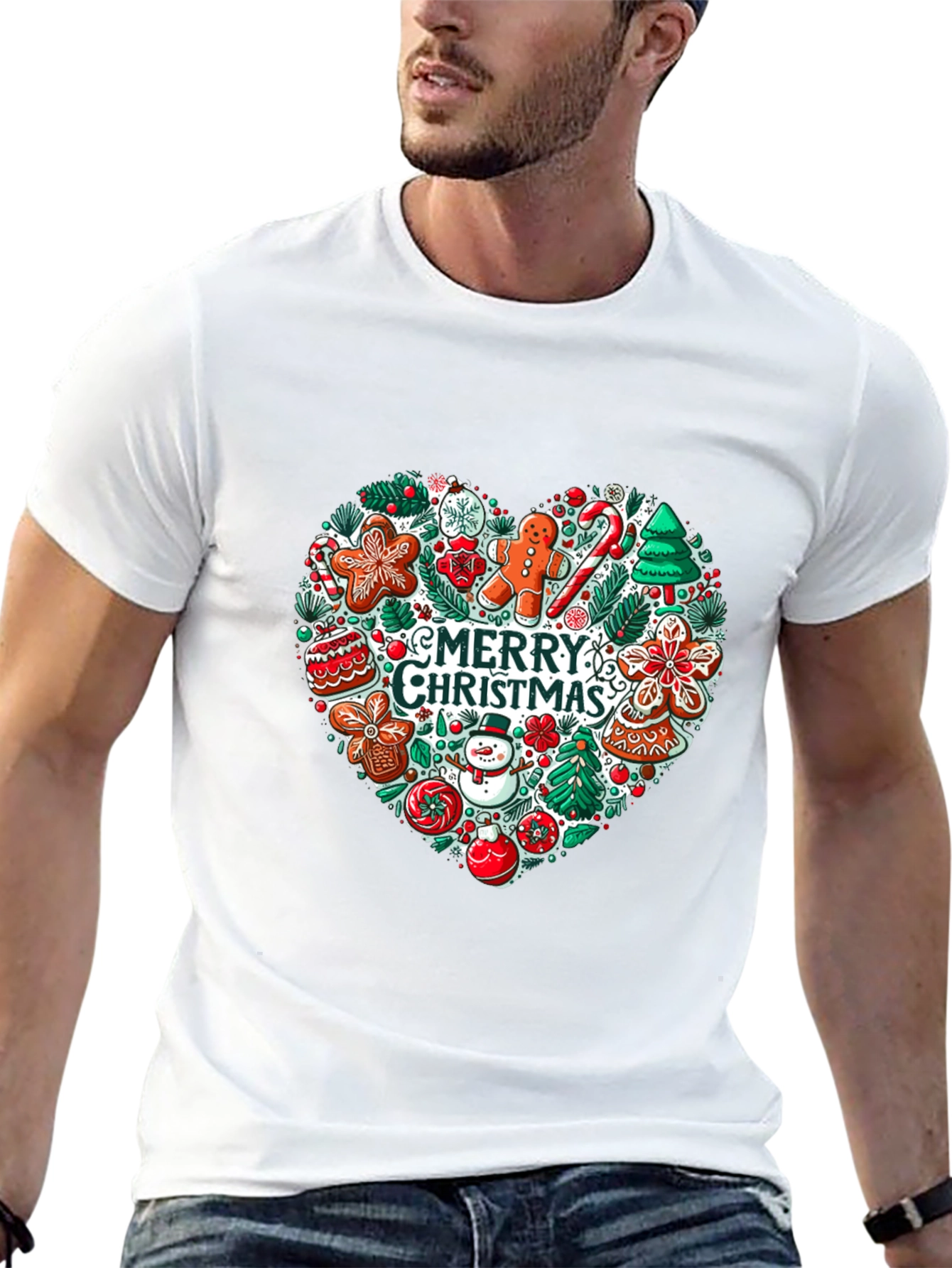 Merry Christmas Heart Graphic Tee