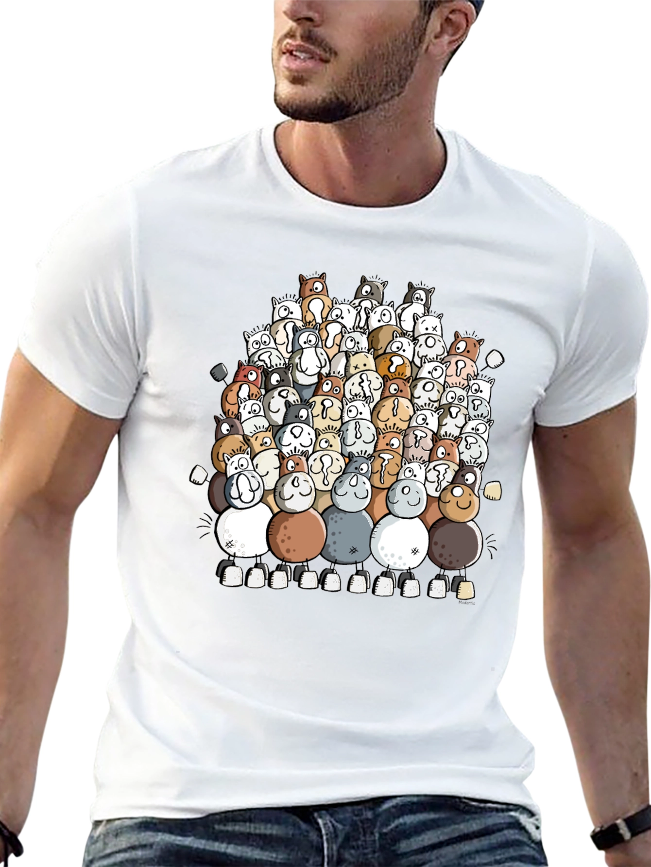 Cute Dog Pile T-Shirt - Unique Graphic Tee
