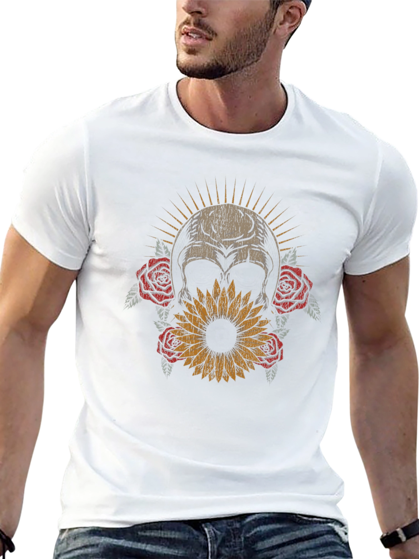 Skull & Flowers Graphic T-Shirt - Dark Aesthetic