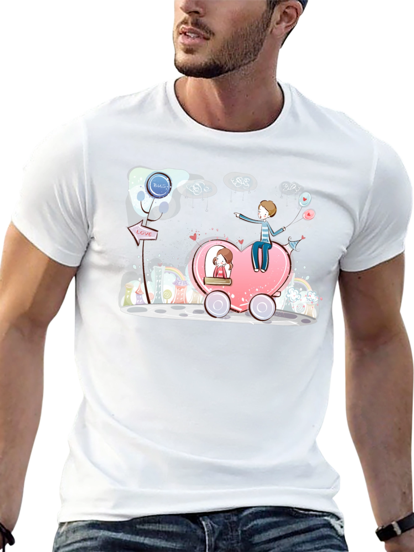 Heart Bus Love Graphic T-Shirt
