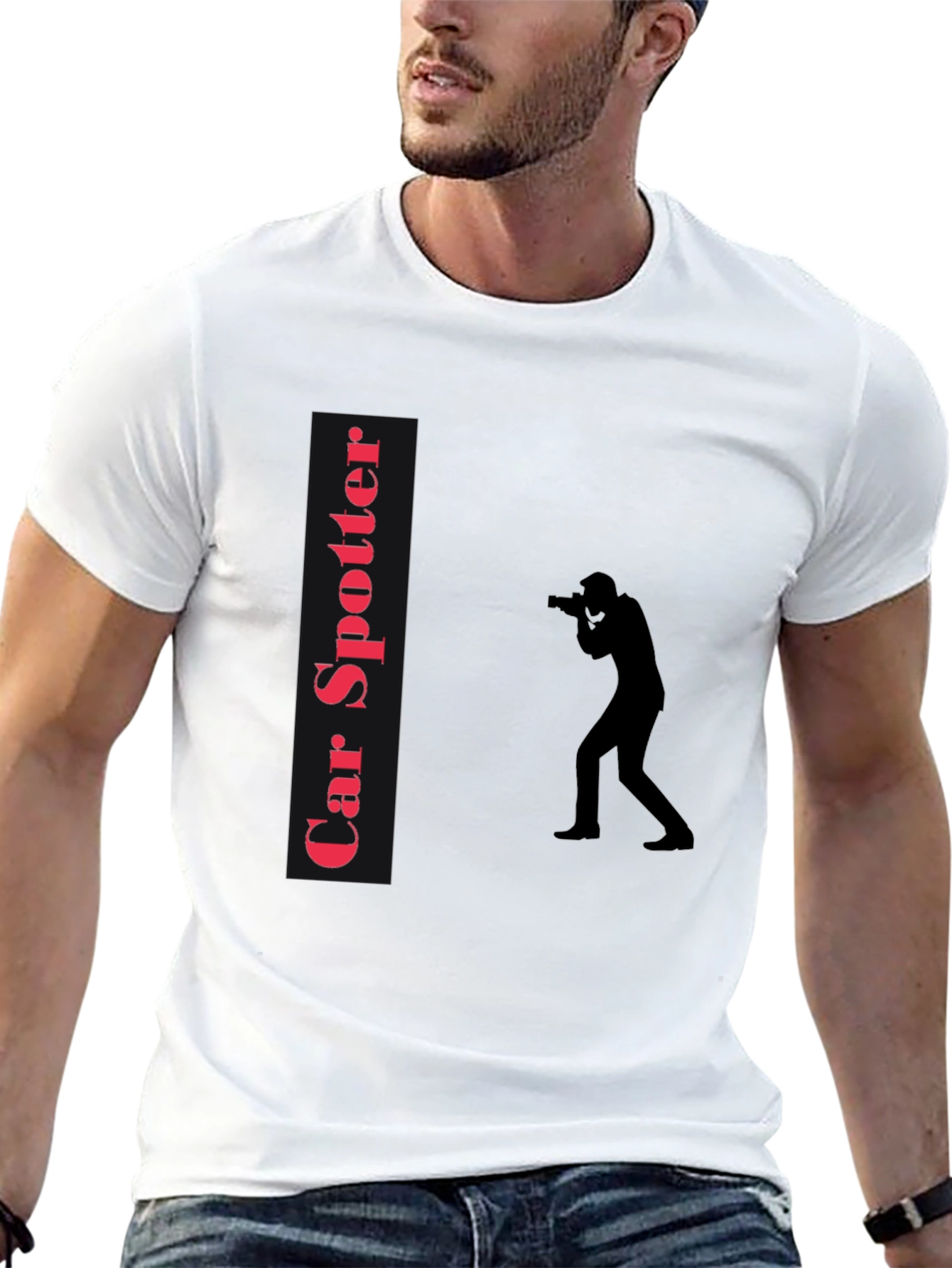 Car Spotter T-Shirt - Black Tee with Photographer Design