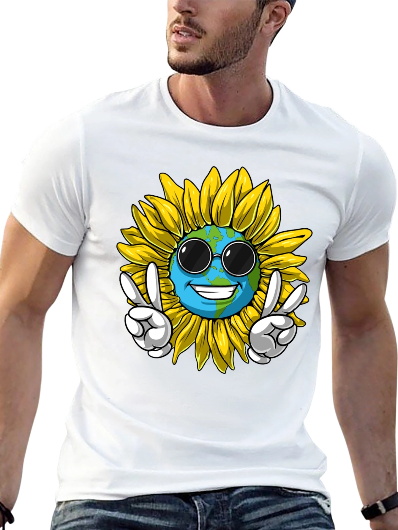 Peace Earth Sunflower Graphic Tee