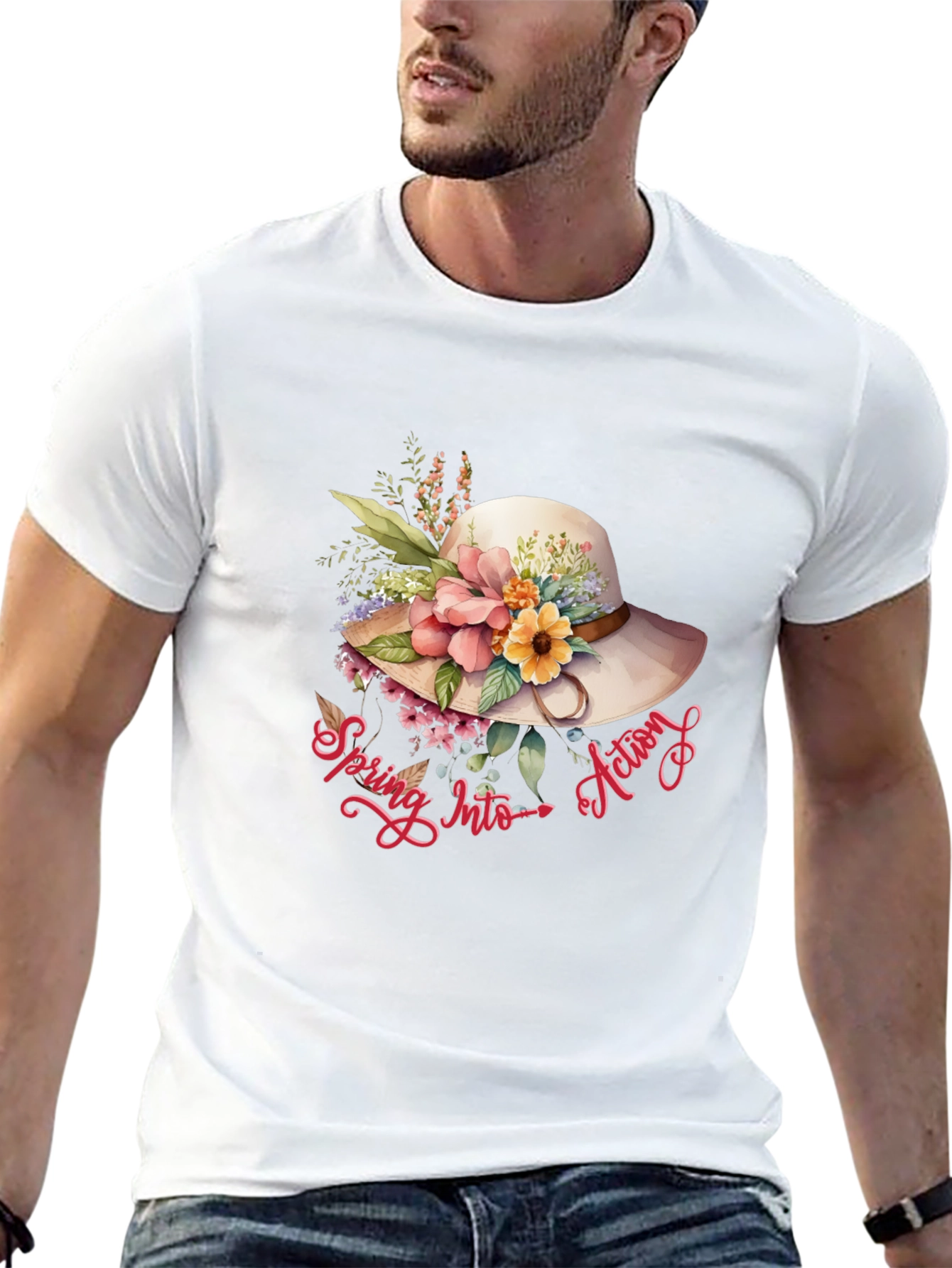 Floral Hat Spring Into Action Tee