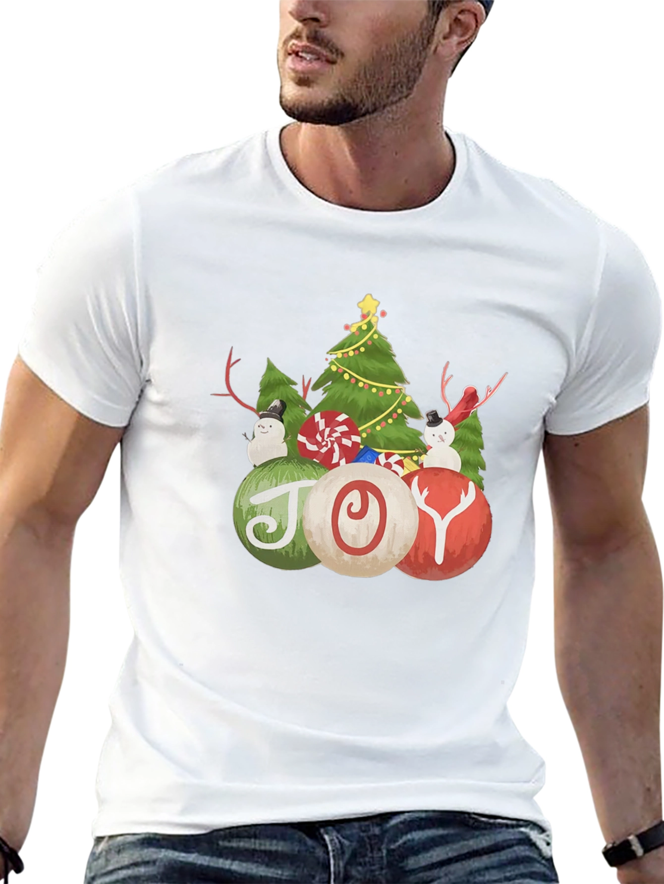 Christmas Joy T-Shirt with Tree and Snowman