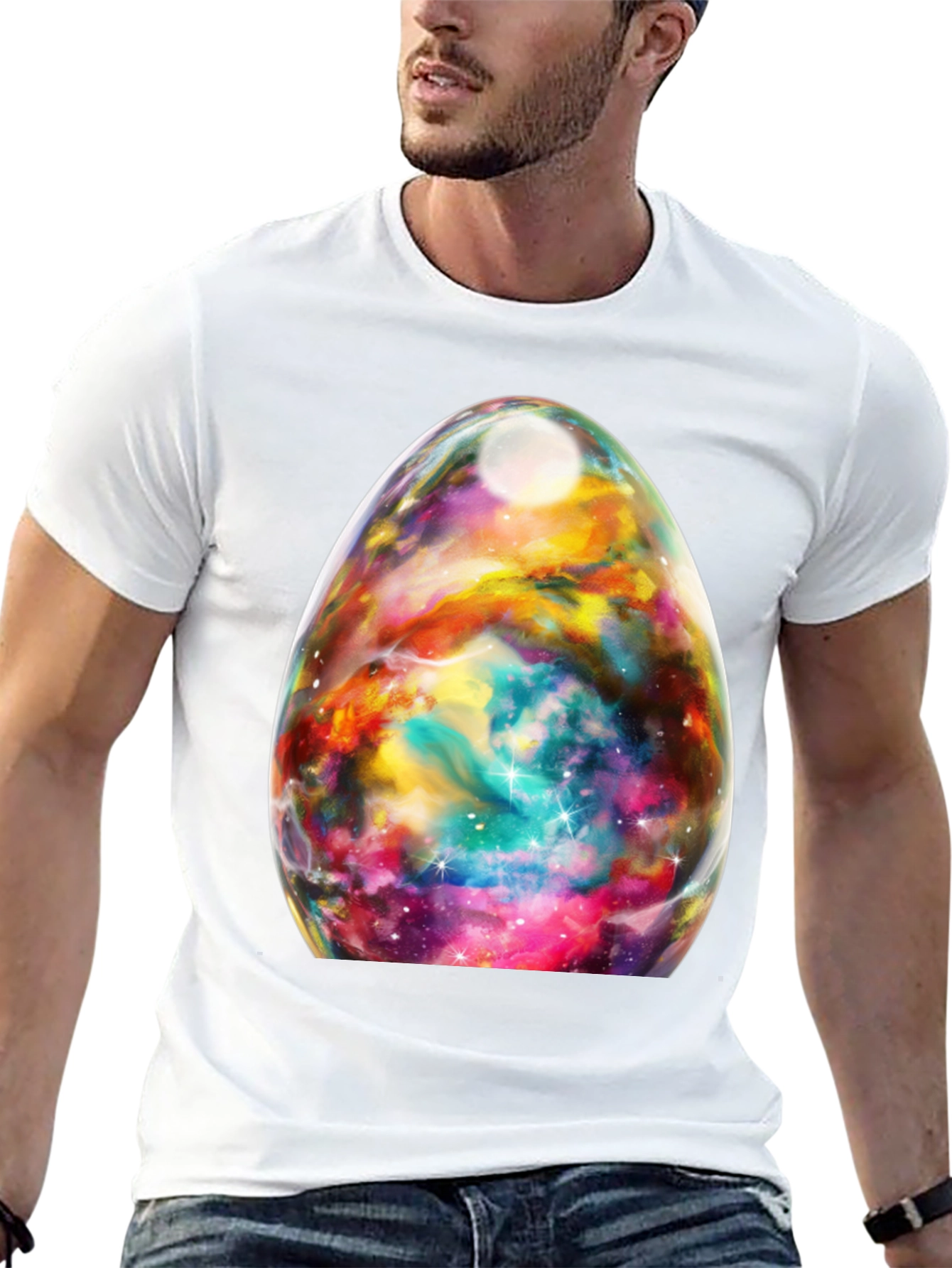 Nebula Egg Graphic Tee - Black Crewneck