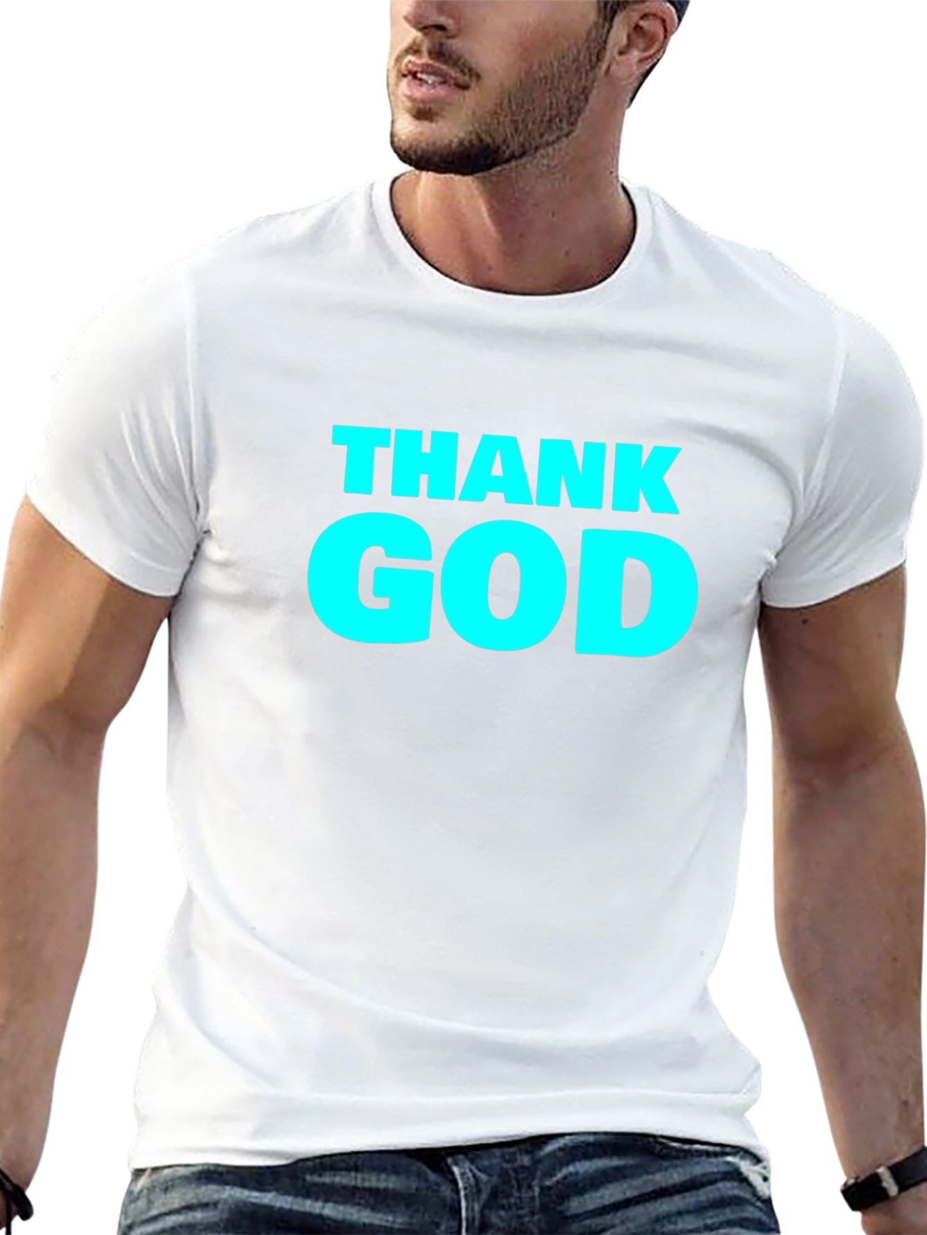 Thank God Graphic Tee - Black Cotton T-Shirt