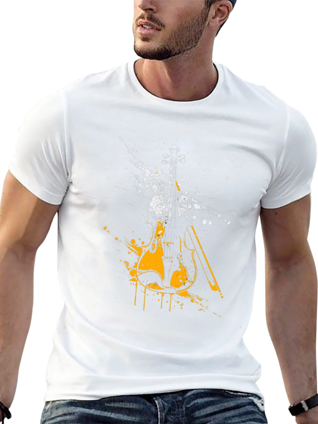 Abstract Violin Graphic Tee - Black