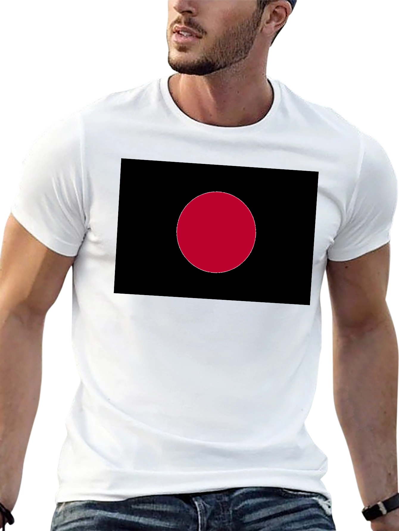 Black Tee with Red Dot Graphic