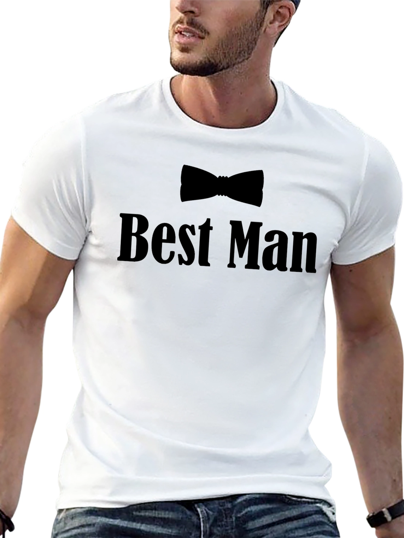 Best Man Bowtie Black Crew Neck T-Shirt