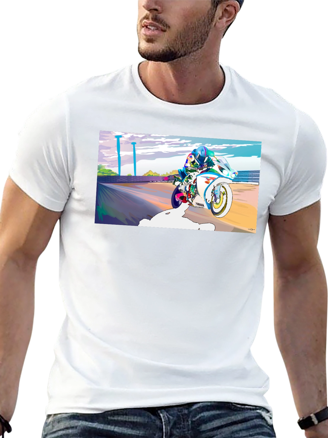 Motorcycle Rider Graphic Tee - Black