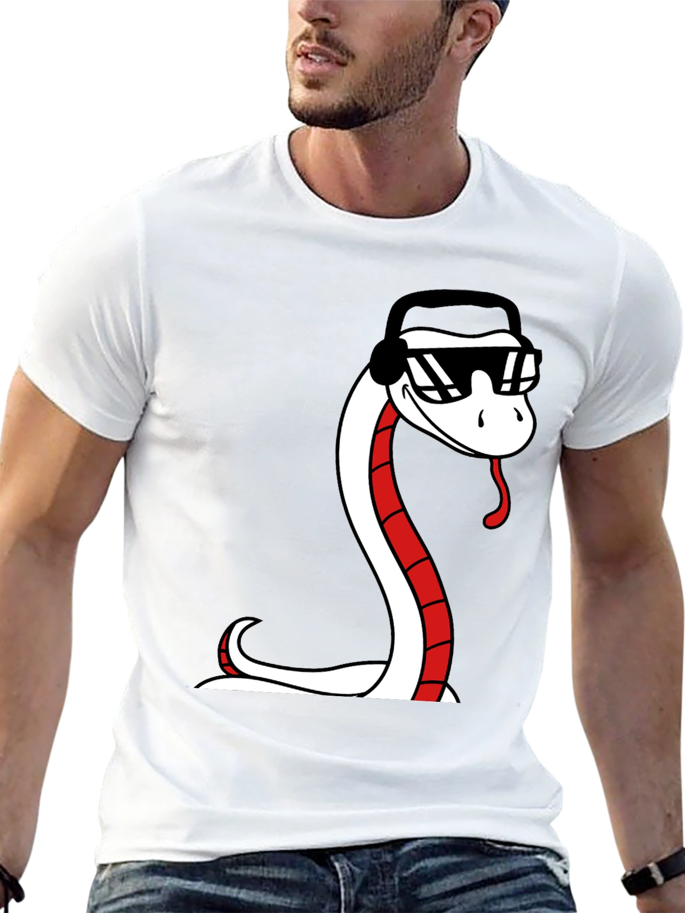 Cool Snake Graphic Tee - Black Cotton T-Shirt