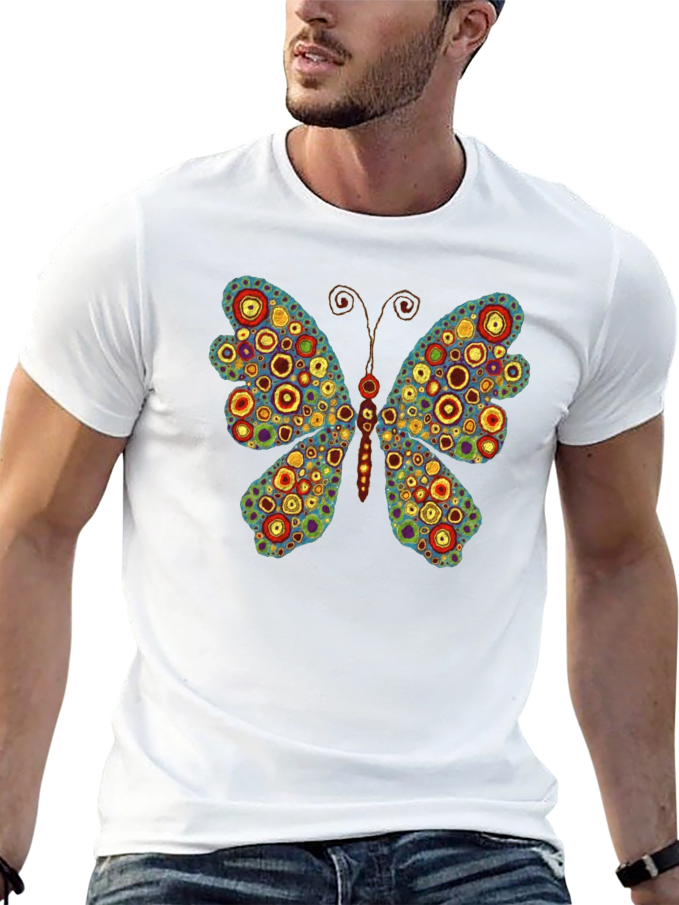 Butterfly Art Print Black T-Shirt