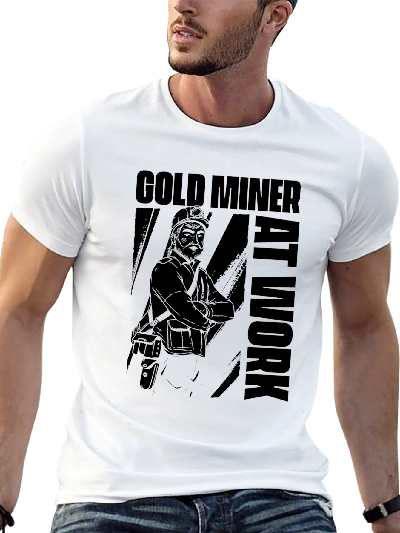 Gold Miner at Work Black T-Shirt