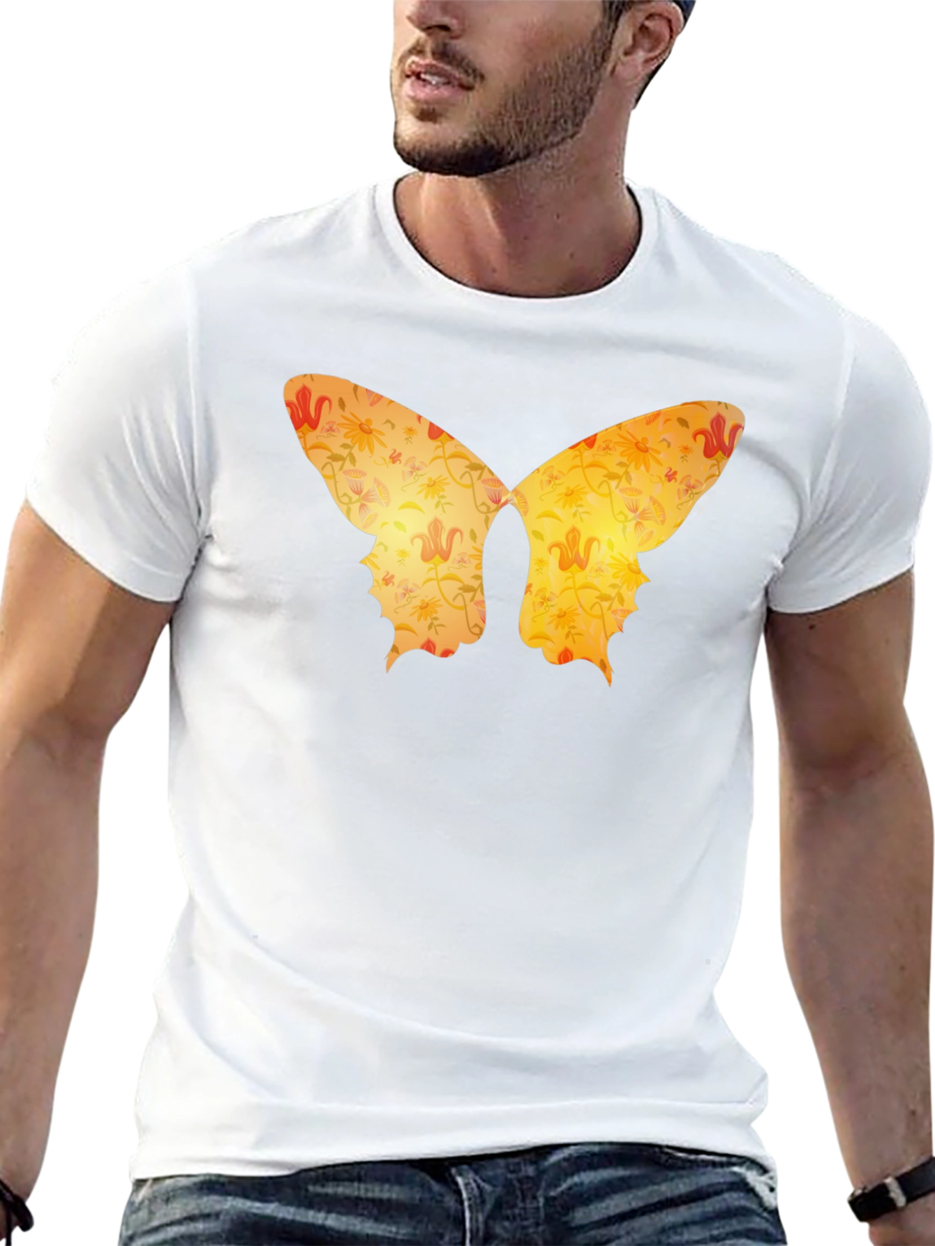 Butterfly Silhouette Floral Graphic Tee