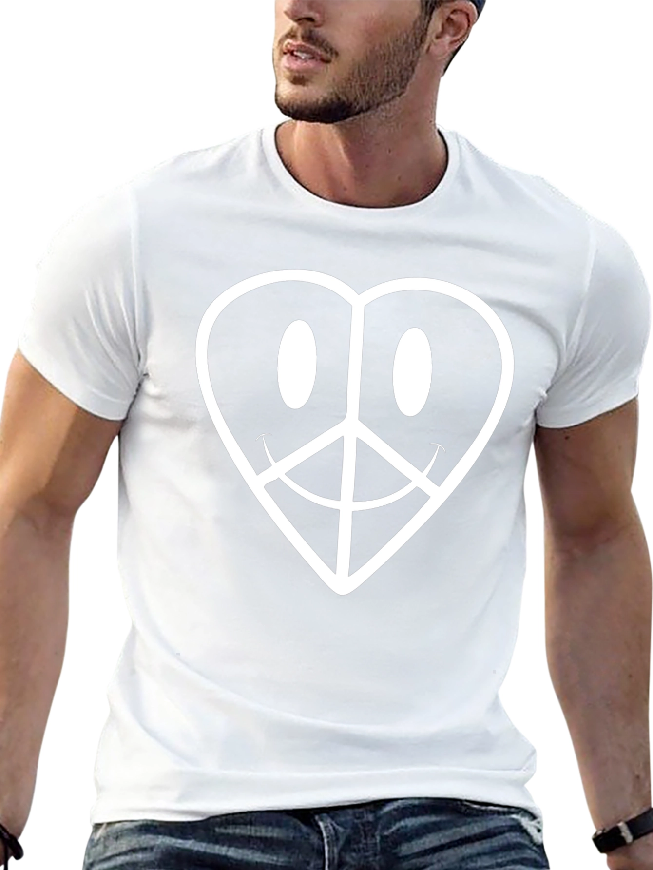 Peace & Love Heart T-Shirt - Black