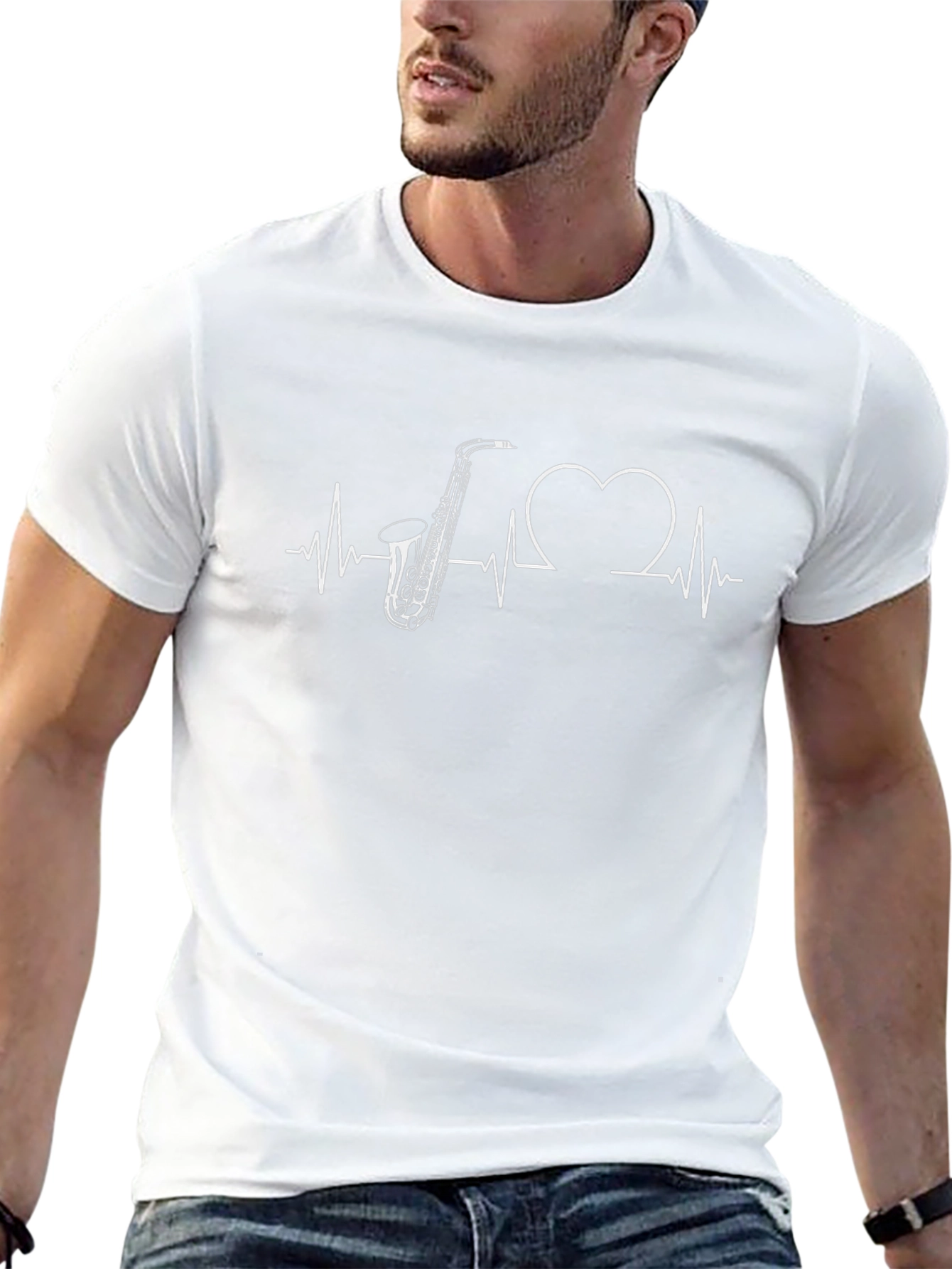 Saxophone Heartbeat Graphic Tee