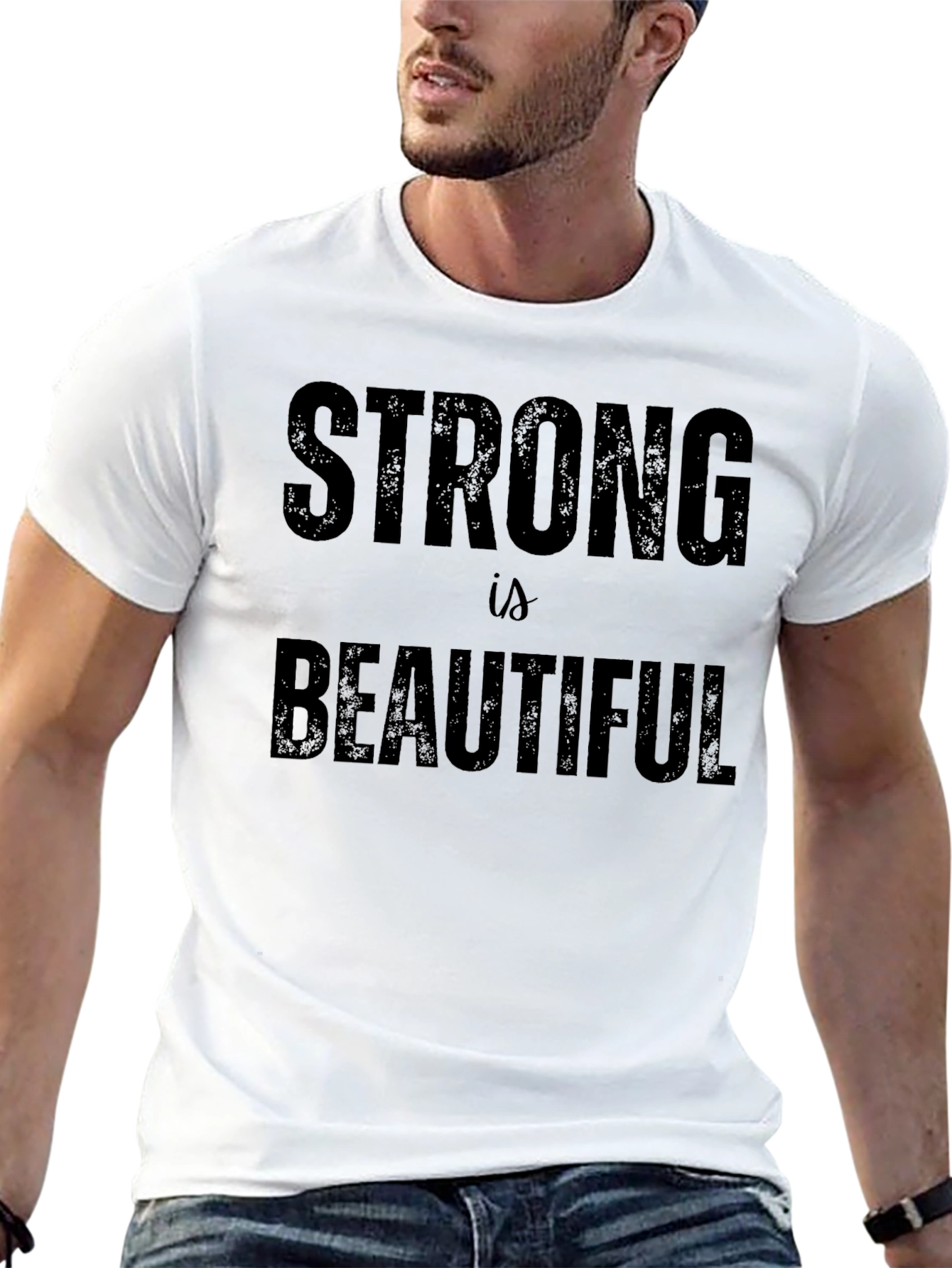 Strong Is Beautiful Mens Black Graphic Tee