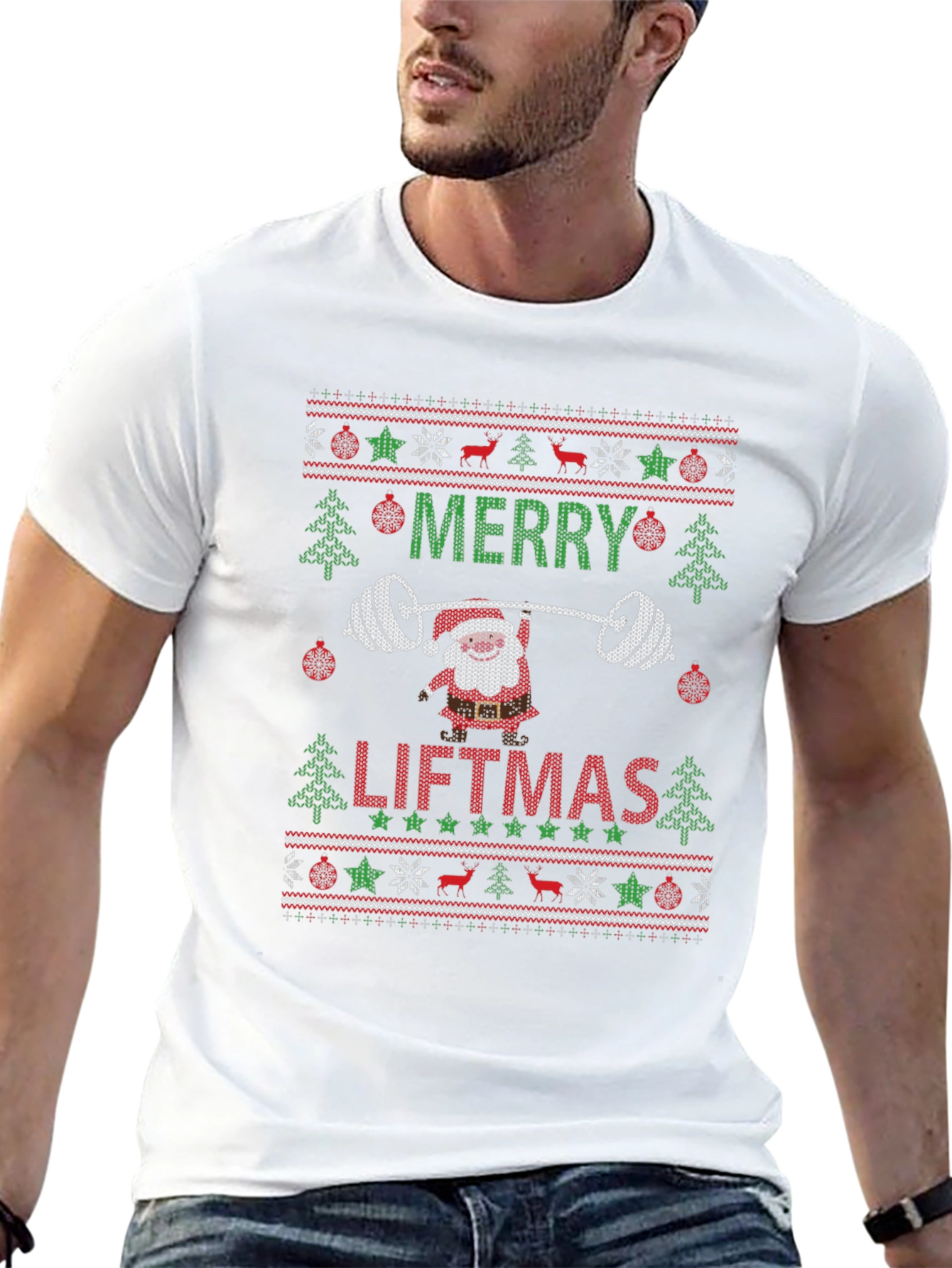 Merry Liftmas Santa Ugly Christmas Sweater T-Shirt