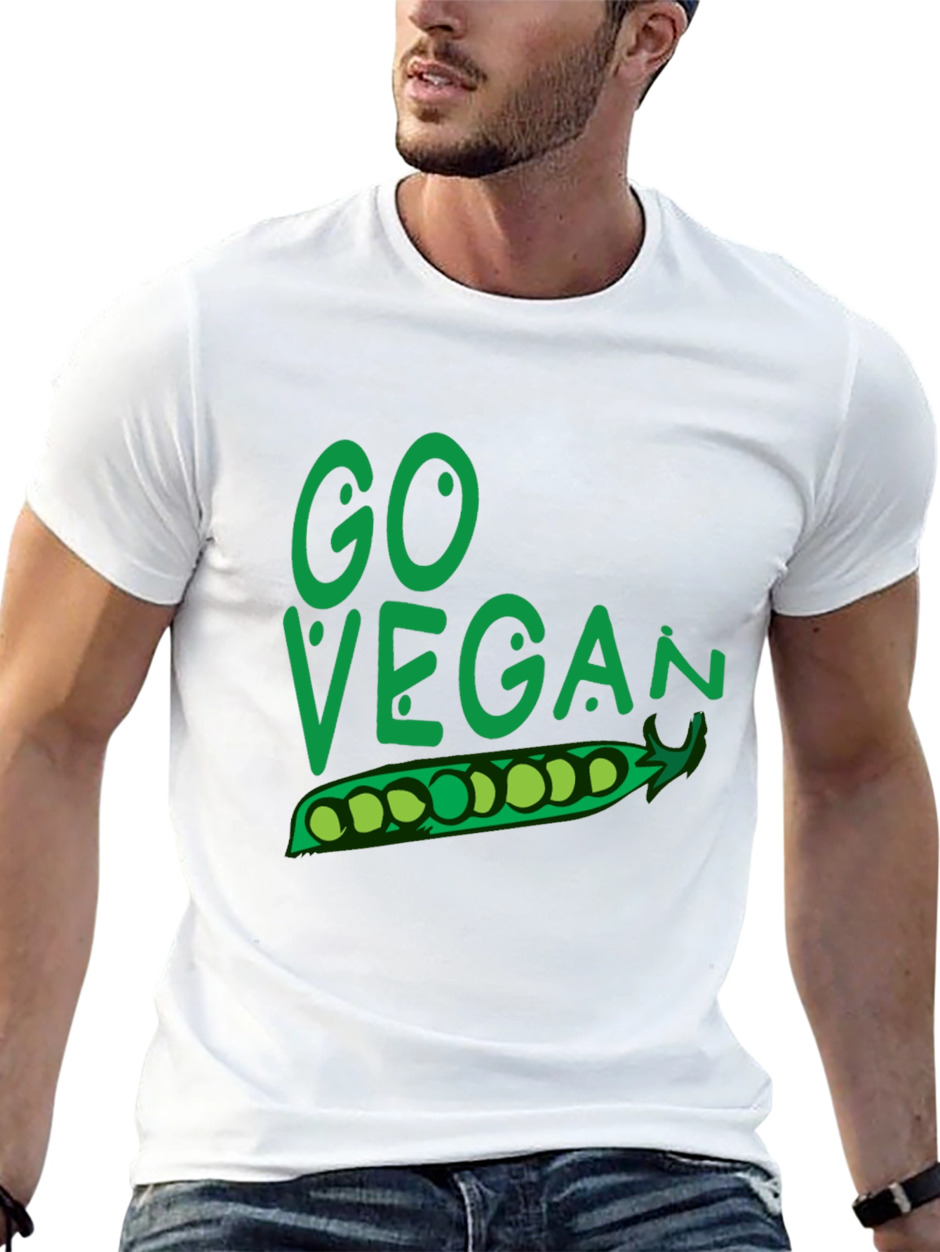 Go Vegan T-Shirt - Pea Pod Design