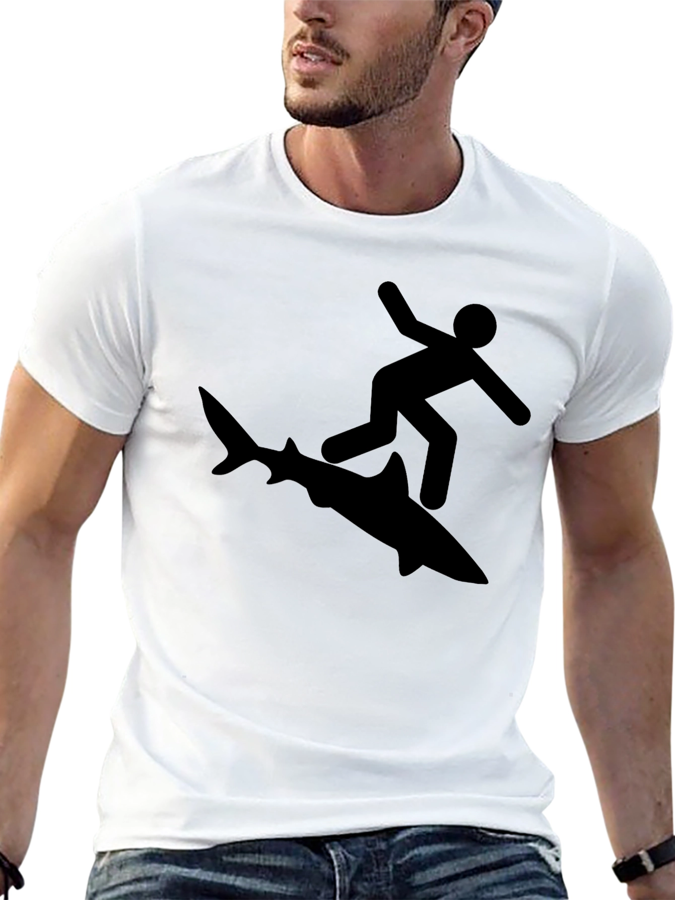 Shark Surfer Black Graphic Tee