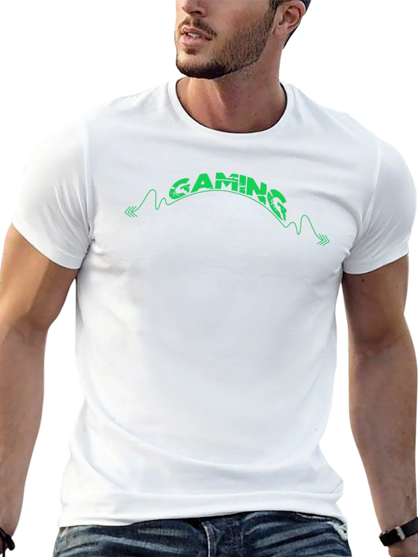 Gaming Graphic Tee - Black Crewneck Cotton Shirt