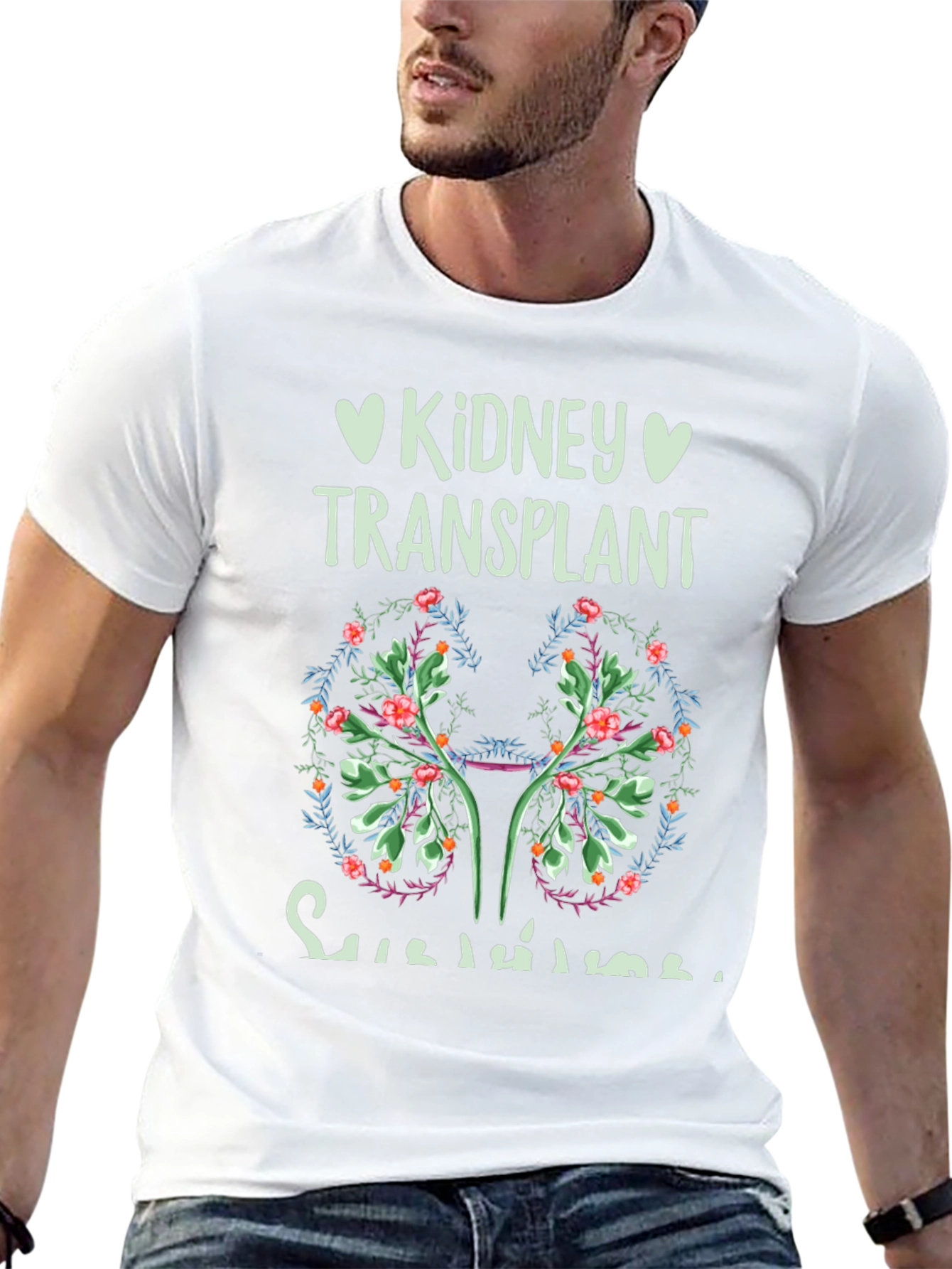 Kidney Transplant Survivor Floral T-Shirt