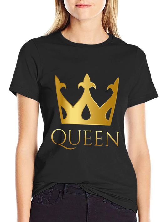 Queen Crown Graphic T-Shirt - Black