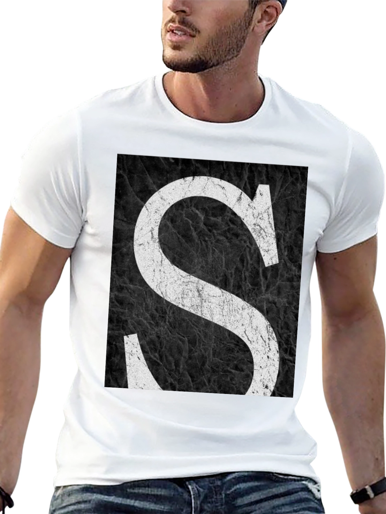 Letter S Black Grunge Tee