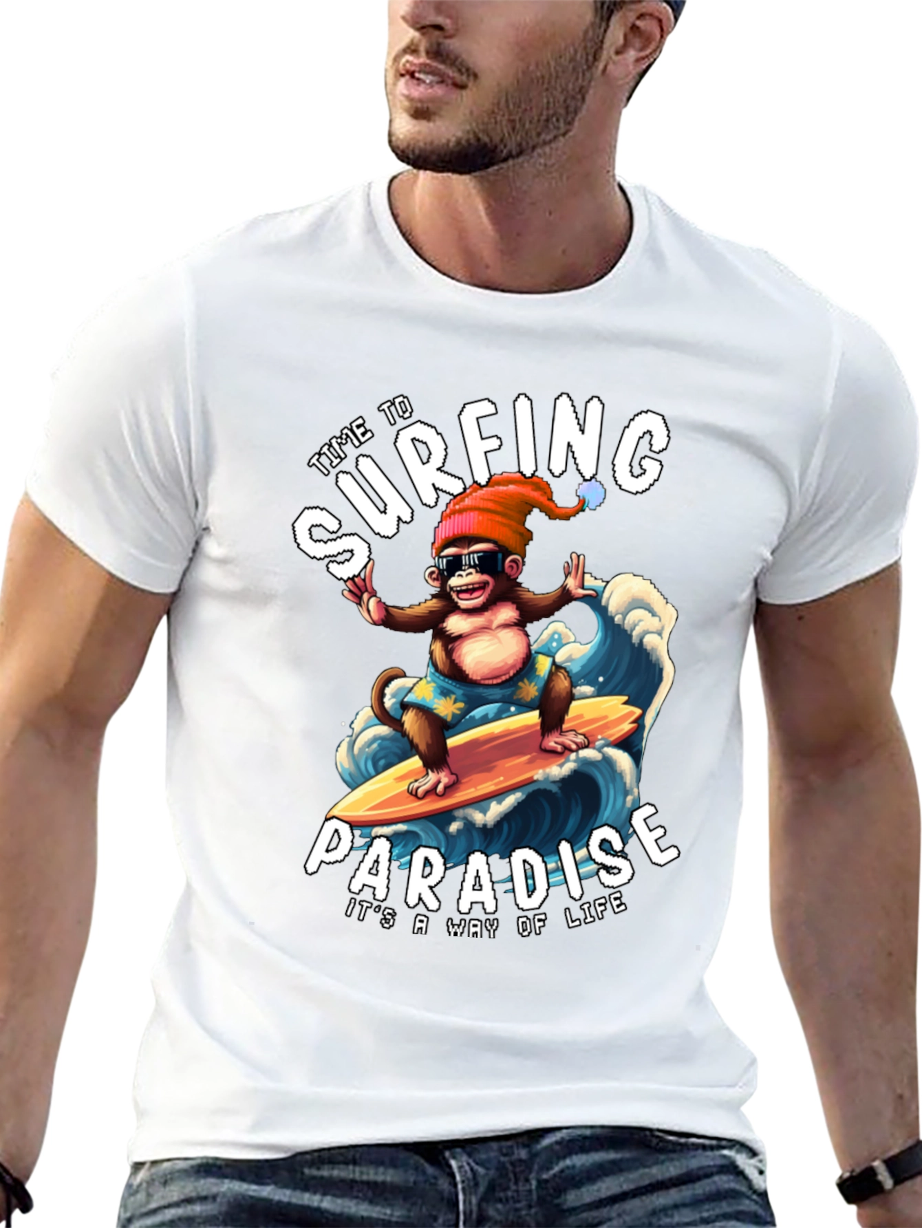 Surfing Monkey Graphic Tee