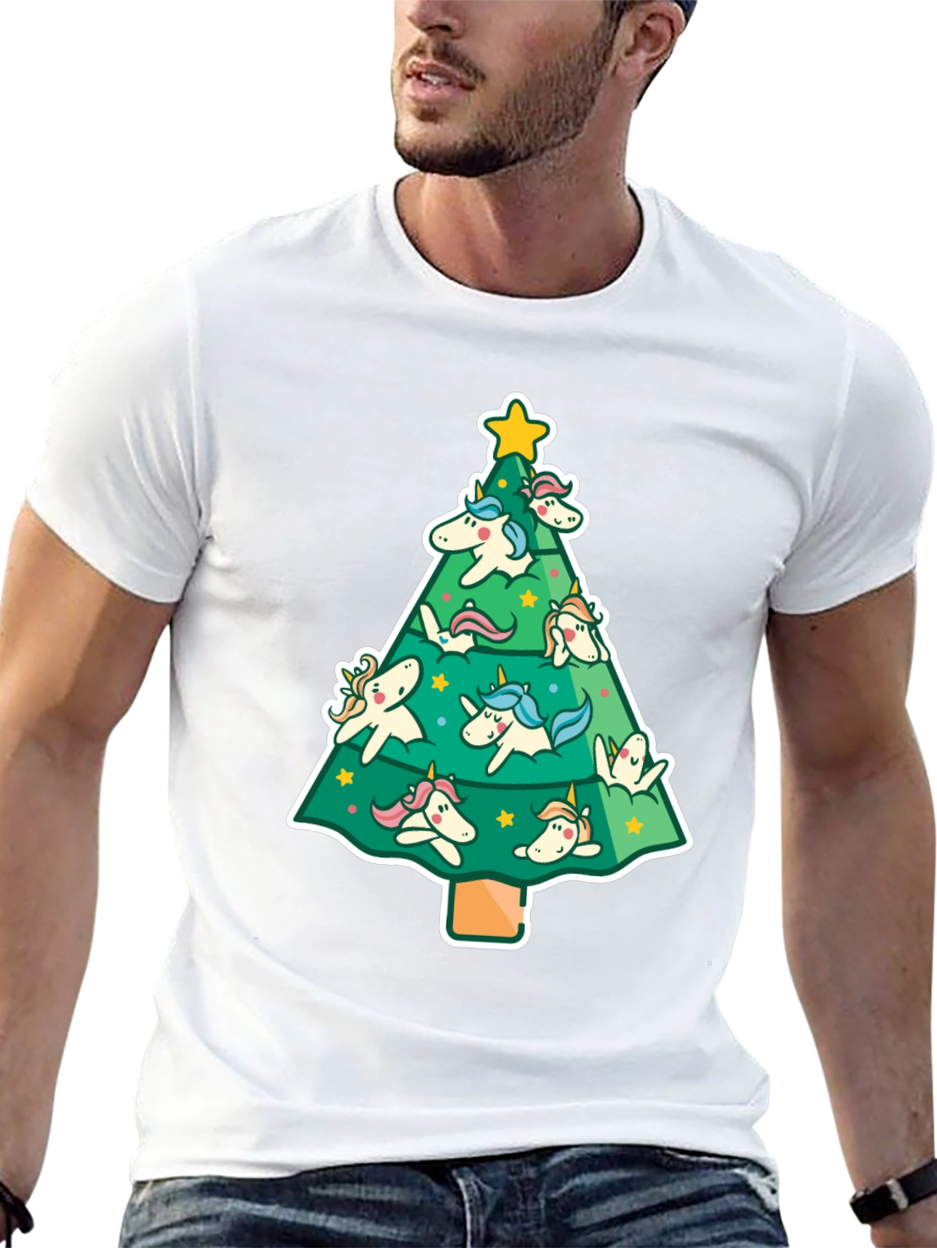 Unicorn Christmas Tree Graphic Tee
