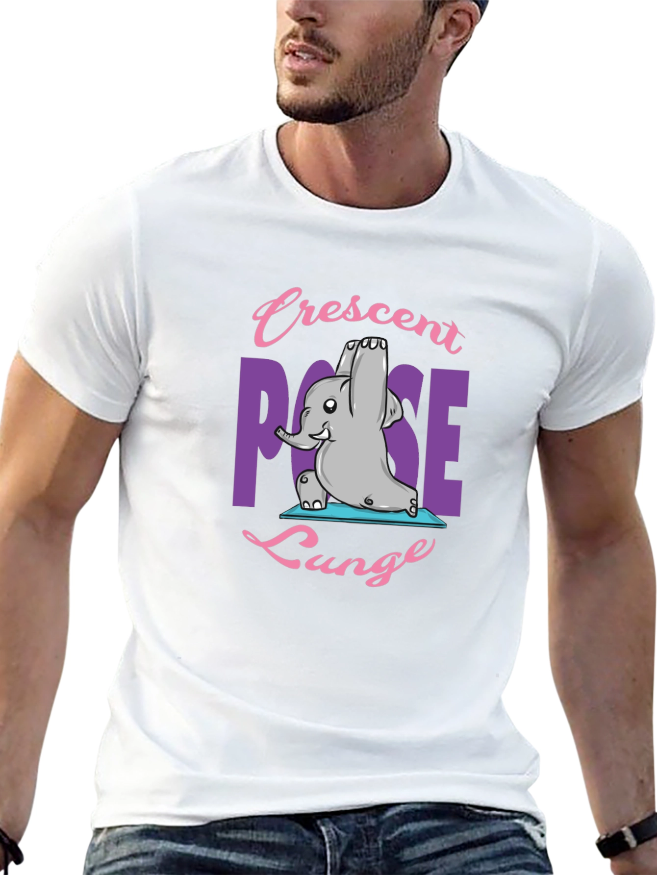 Yoga Elephant T-Shirt - Crescent Pose Lunge