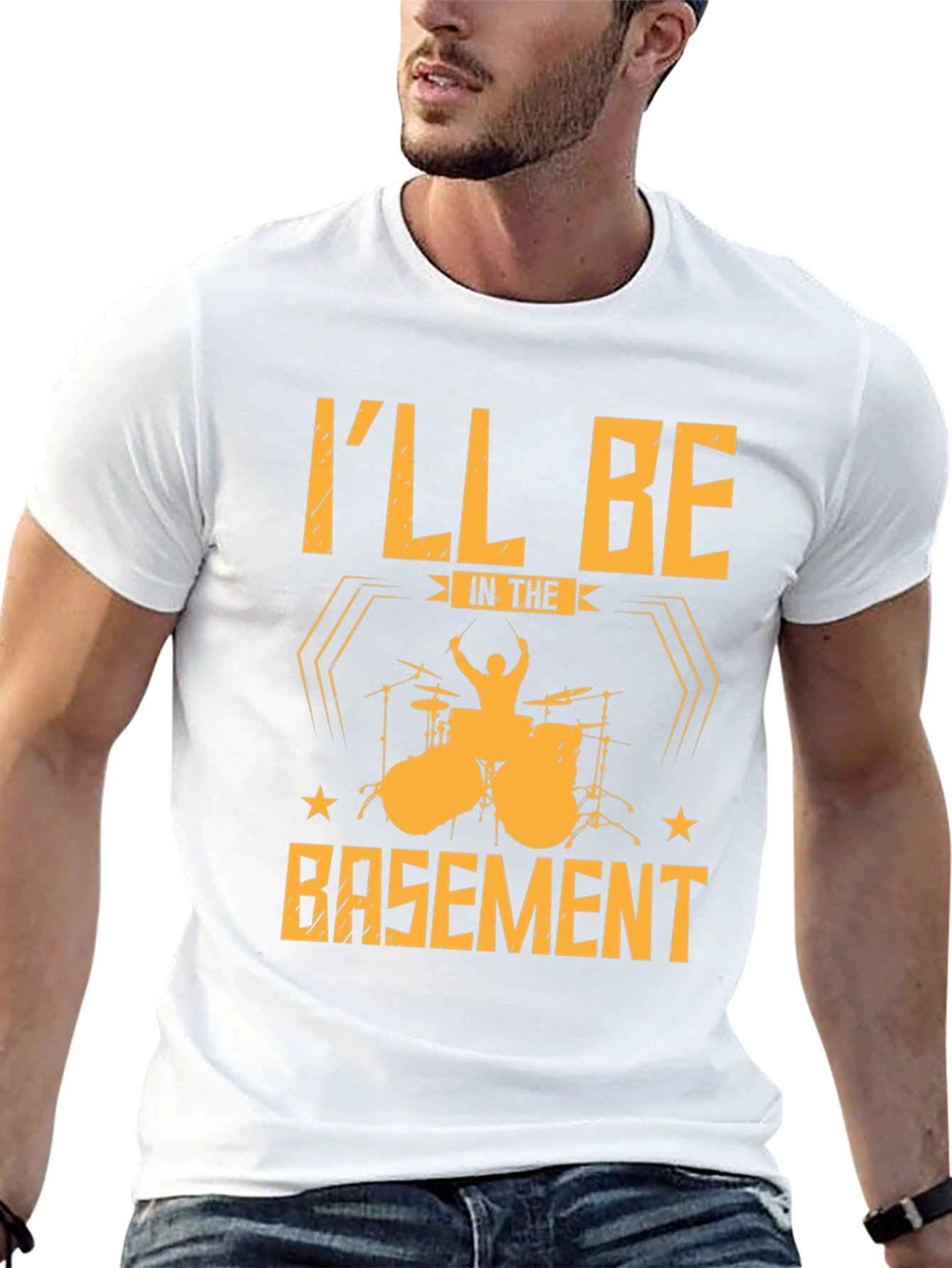 Drummer T-Shirt: Ill Be In The Basement Black Tee