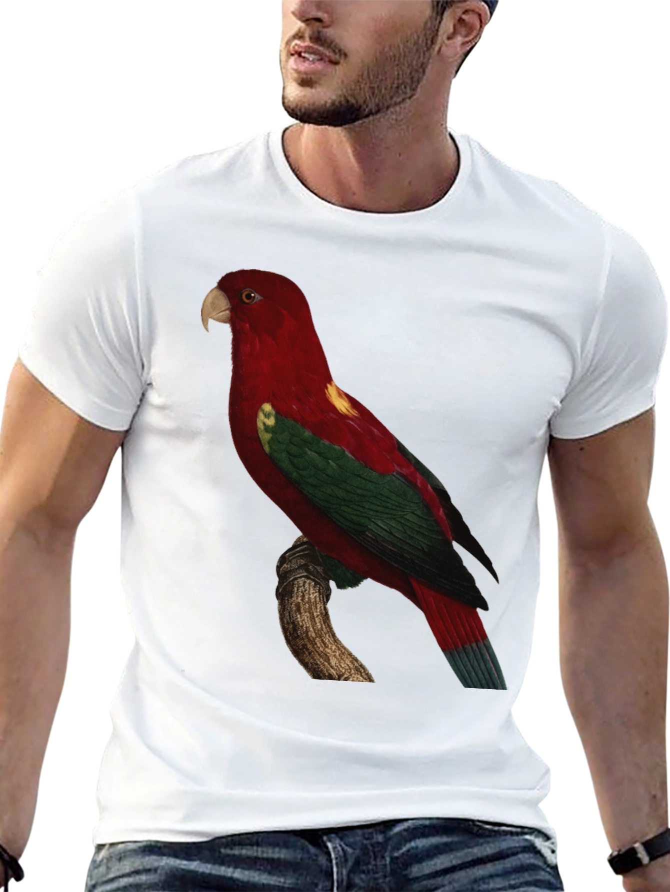 Parrot Print Crewneck T-Shirt
