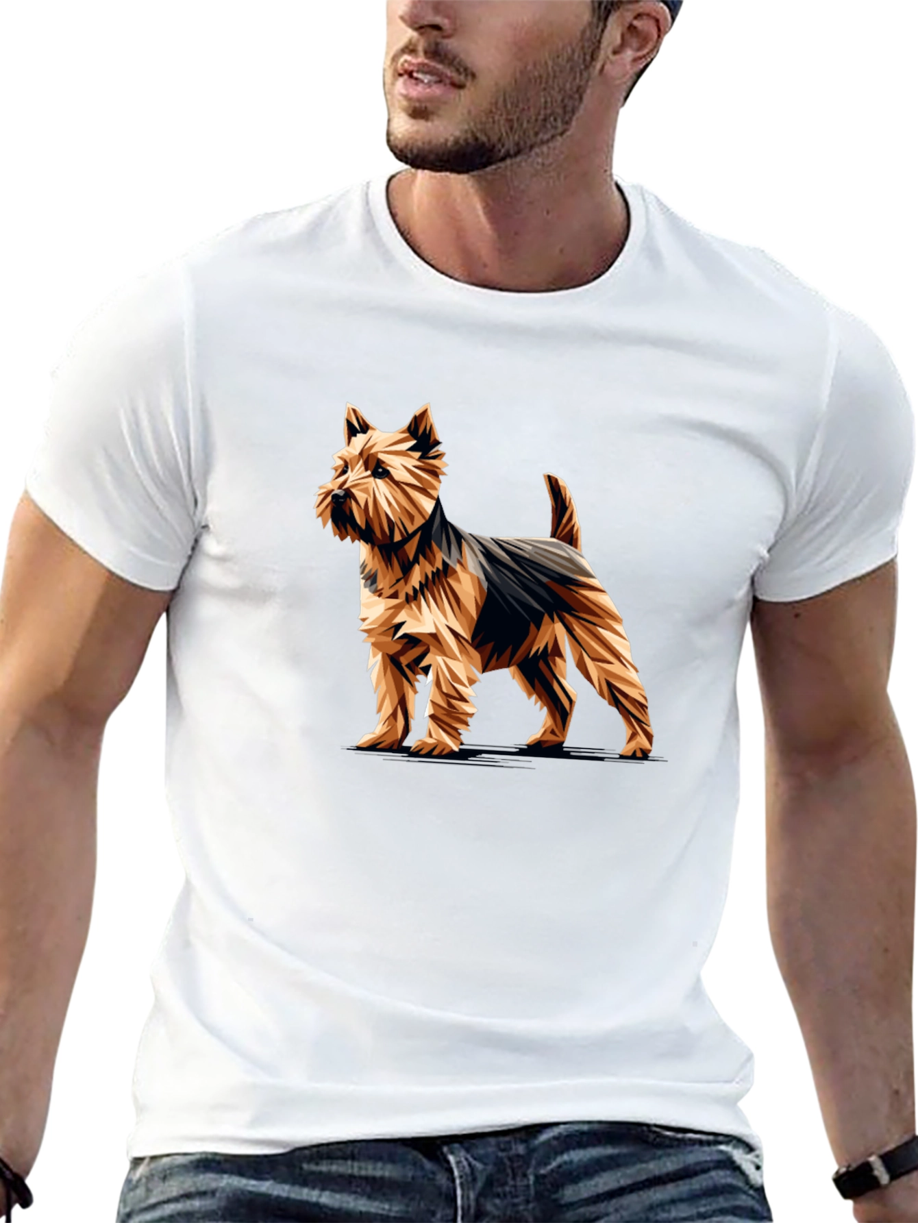 Stylish Black T-Shirt with Yorkshire Terrier Graphic