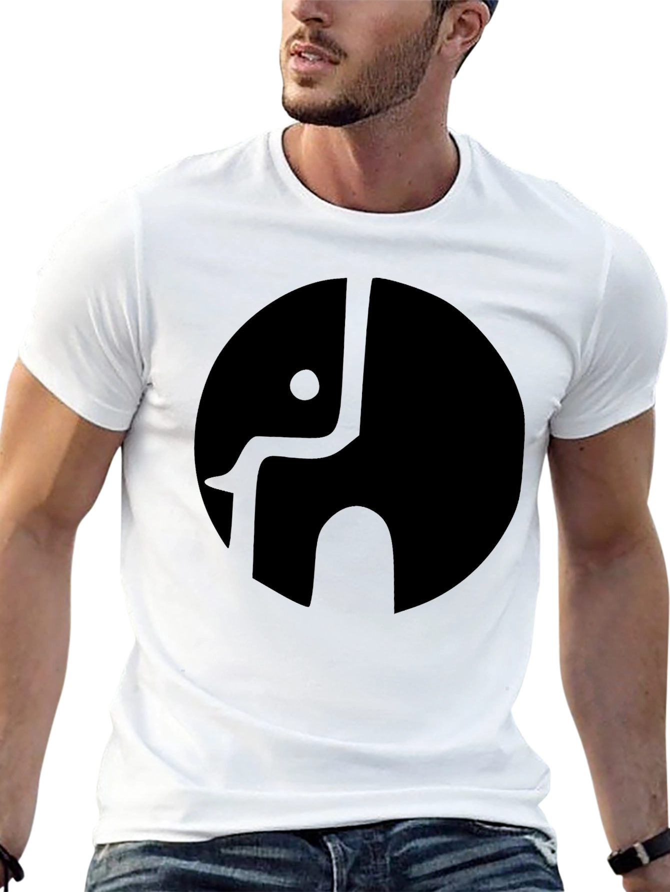 Elephant Logo Black T-Shirt - Modern Graphic Tee