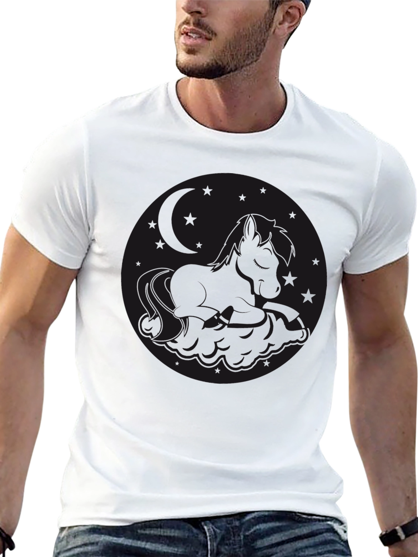 Black Graphic Tee - Round Design