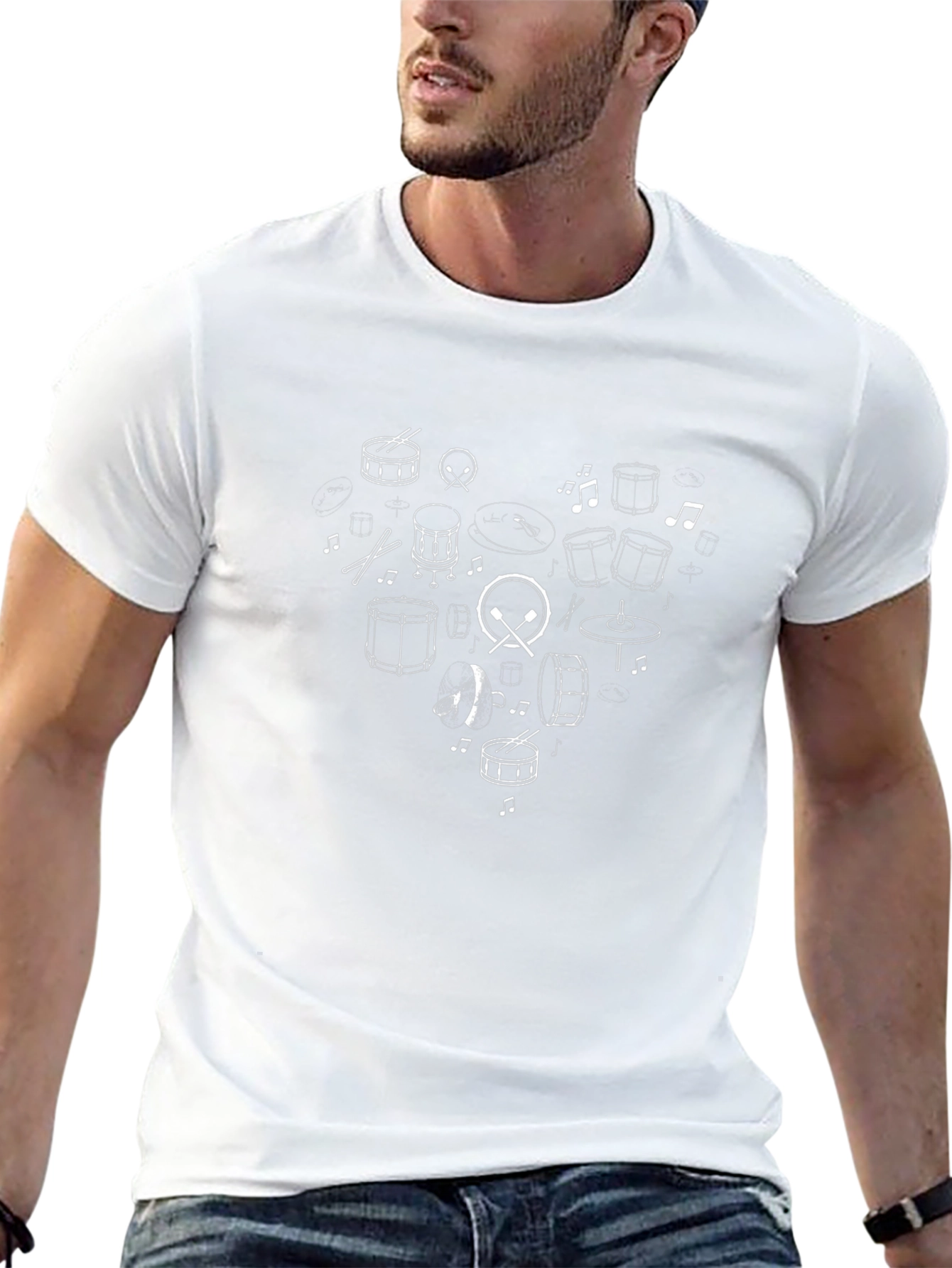 Drum Kit Heart Graphic Tee - Musicians Black T-Shirt